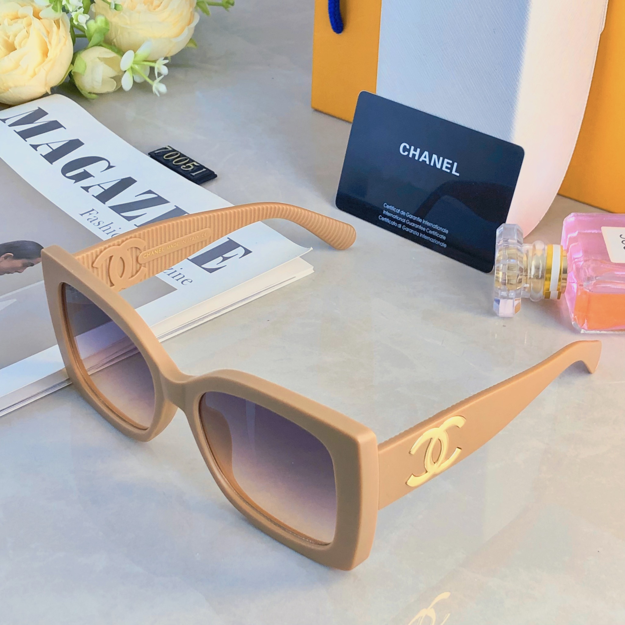 。。Chane*高级感墨镜女款复古方框时髦太阳镜凹造型网红时尚遮阳