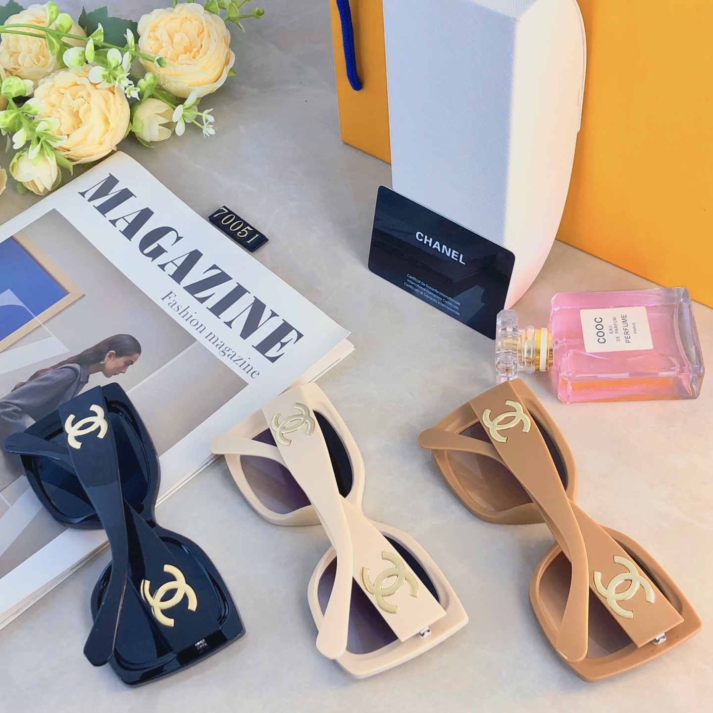 。。Chane*高级感墨镜女款复古方框时髦太阳镜凹造型网红时尚遮阳