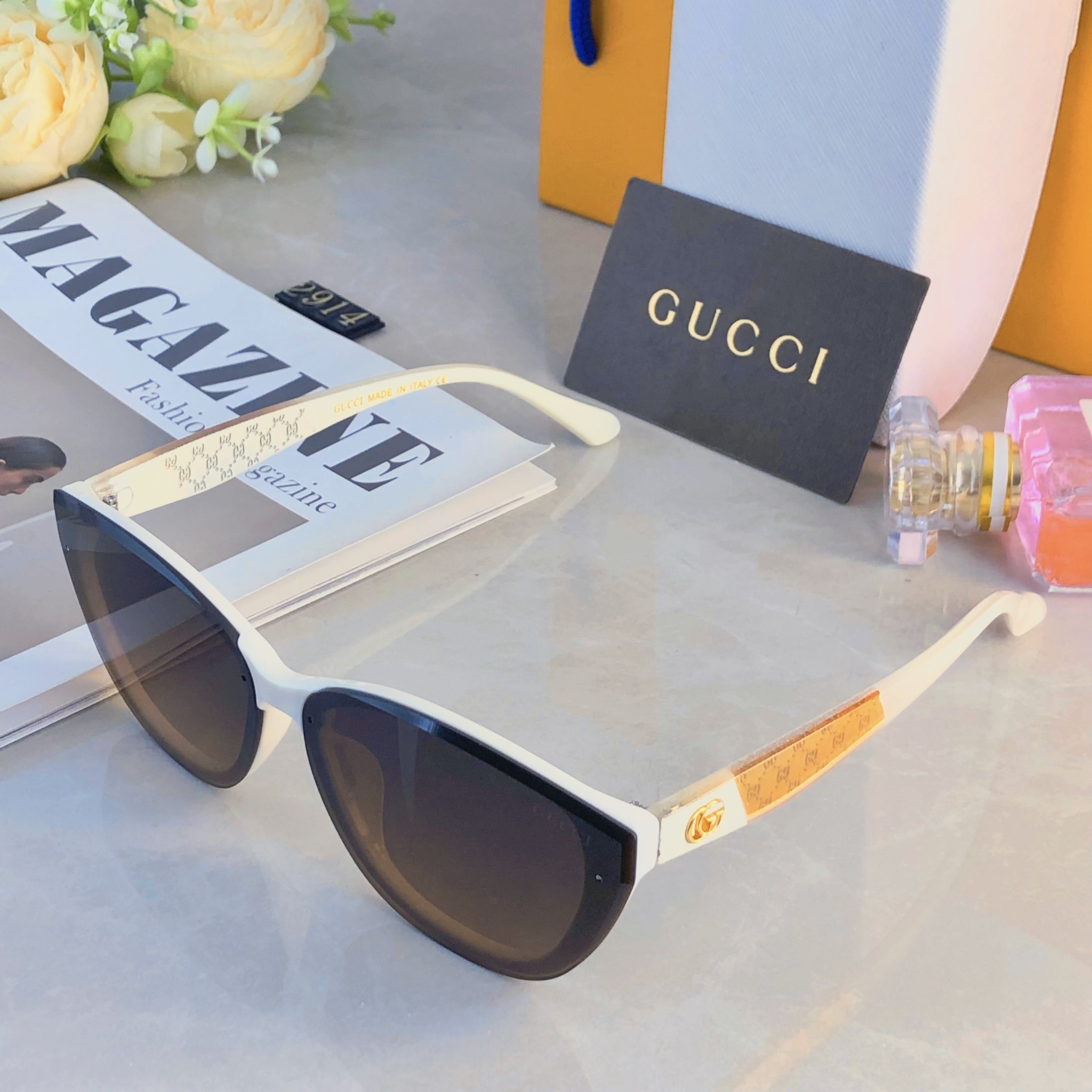 。。Gucc*经典百搭墨镜女潮高级感太阳眼镜防紫外线网红方框显脸小