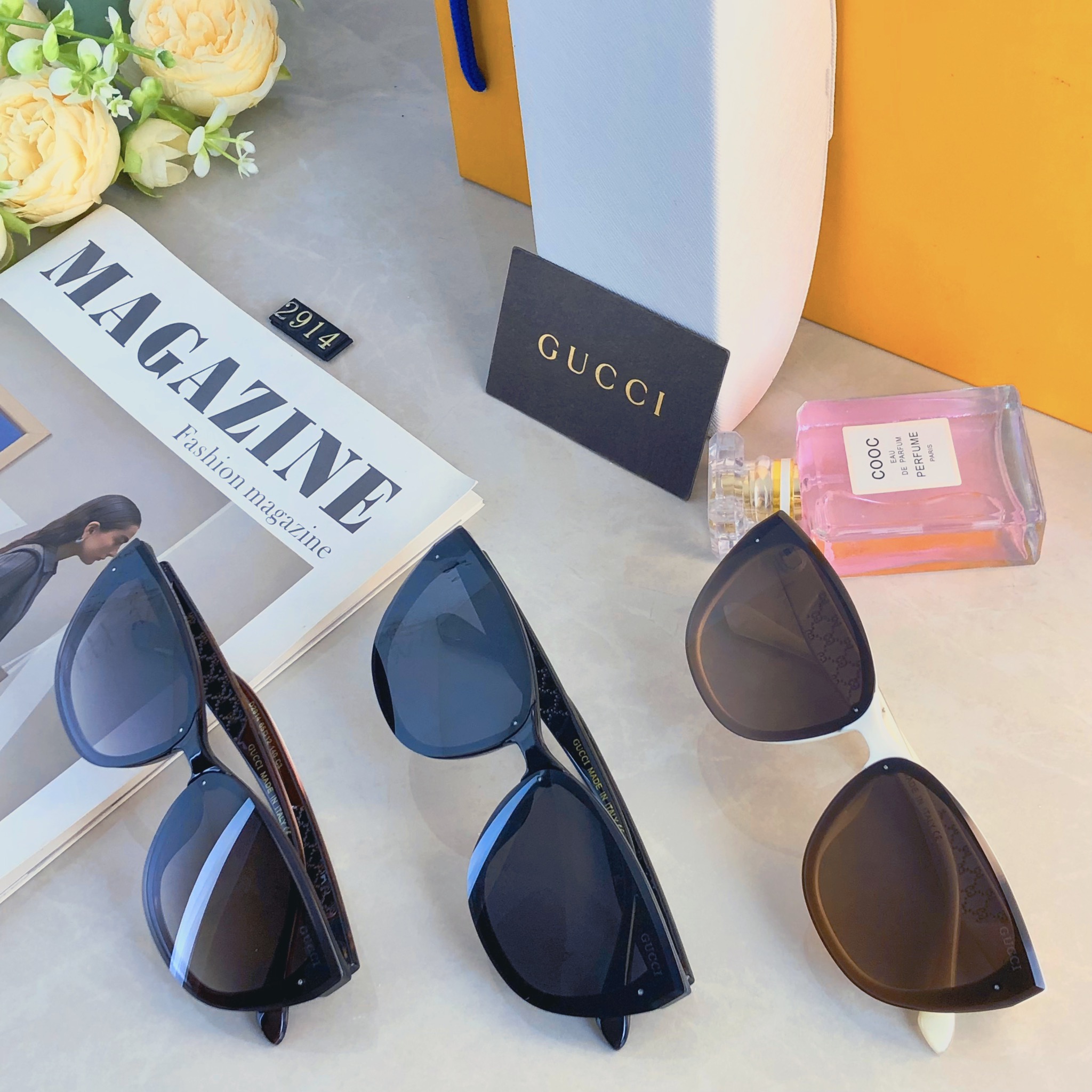 。。Gucc*经典百搭墨镜女潮高级感太阳眼镜防紫外线网红方框显脸小