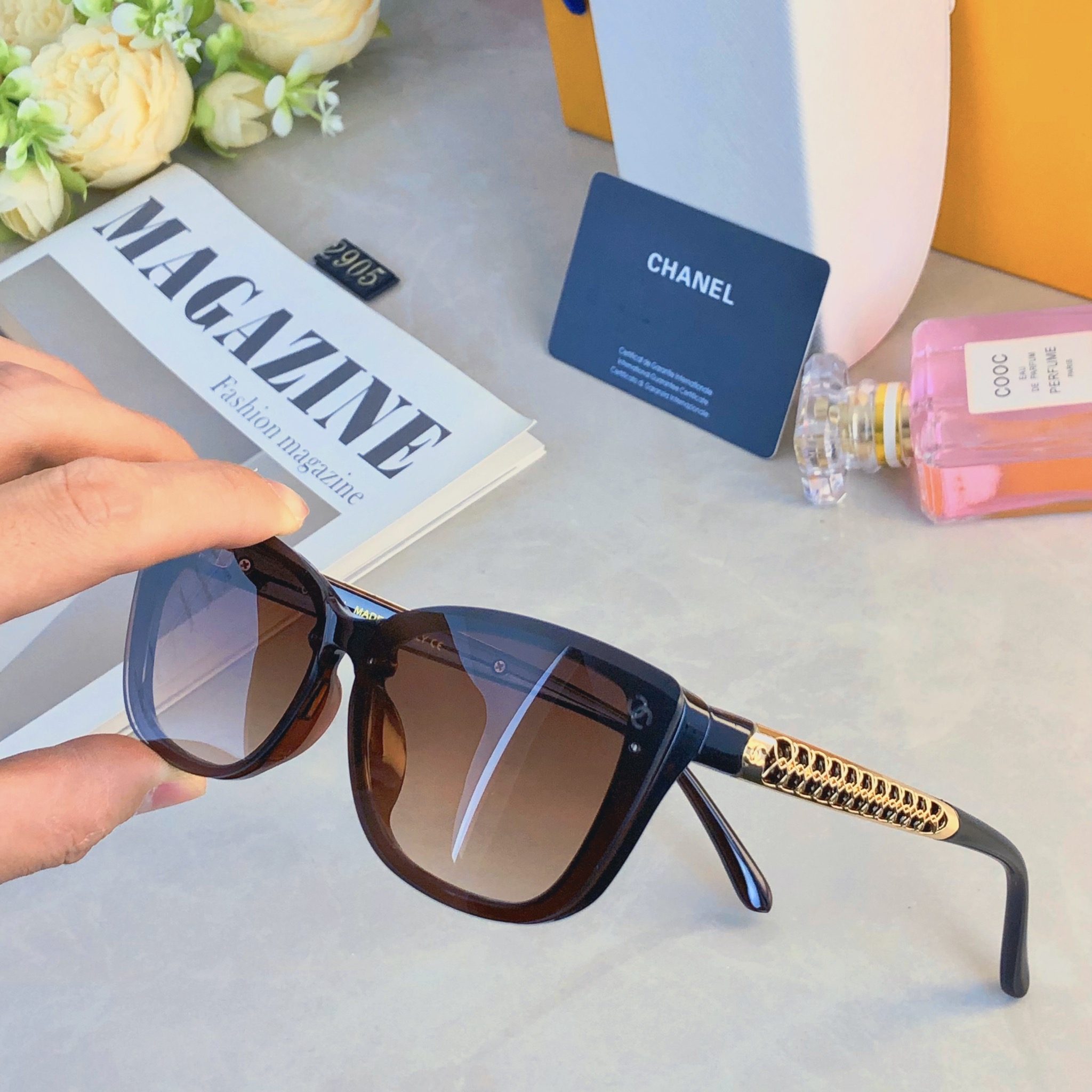。。Chane*时尚太阳镜女素颜神器个性防紫外线遮阳墨镜高级ins太阳眼镜