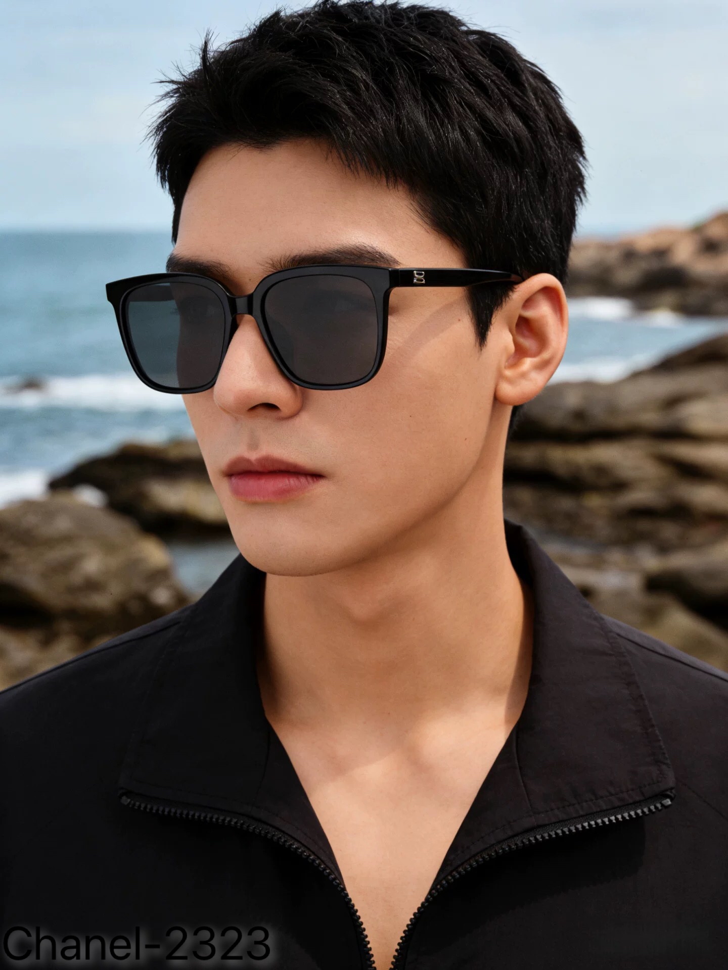 。。Chane*休闲墨镜磨砂质感男时尚潮流百搭黑框防晒遮阳偏光高级感太阳眼镜