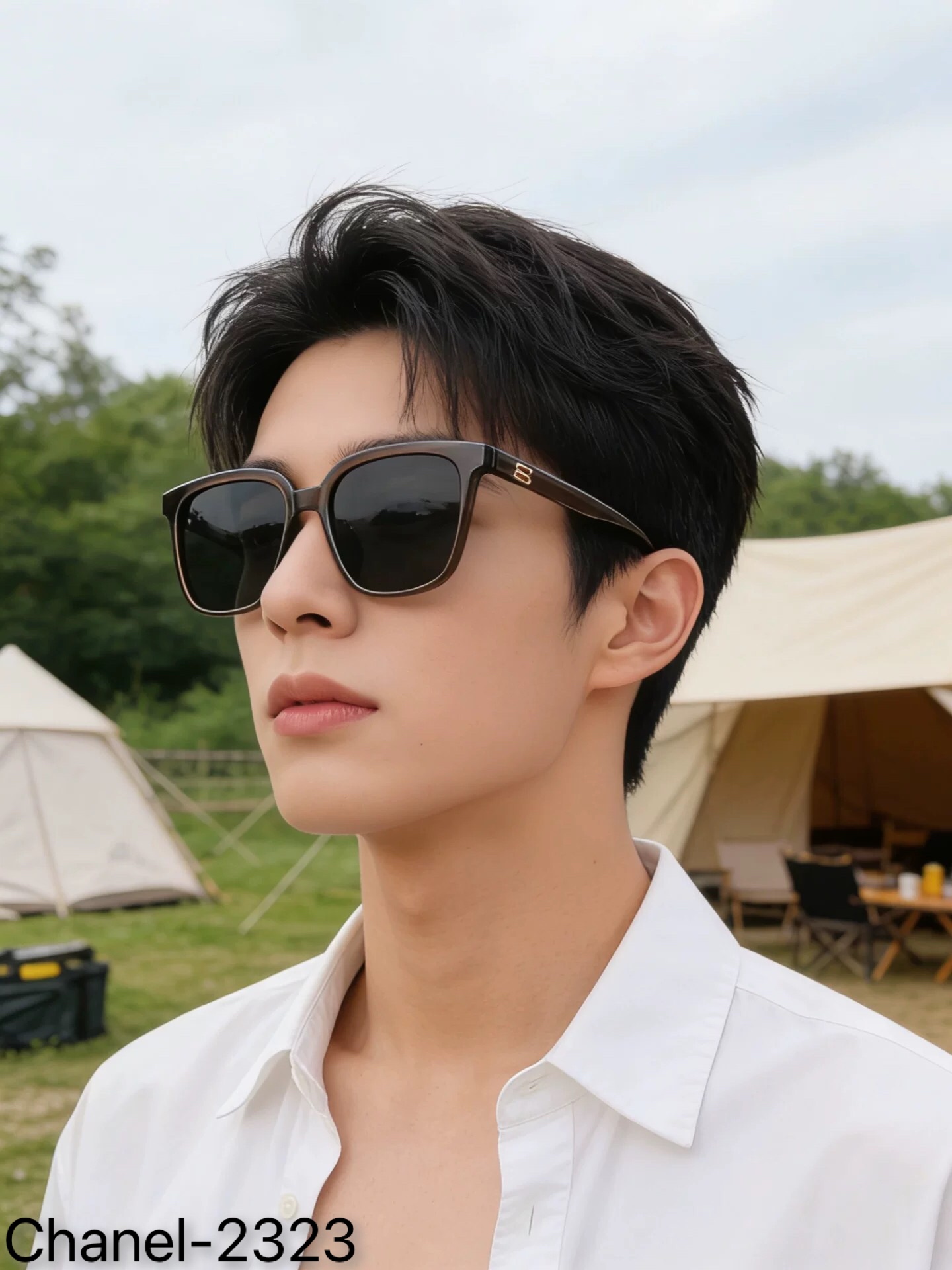 。。Chane*休闲墨镜磨砂质感男时尚潮流百搭黑框防晒遮阳偏光高级感太阳眼镜