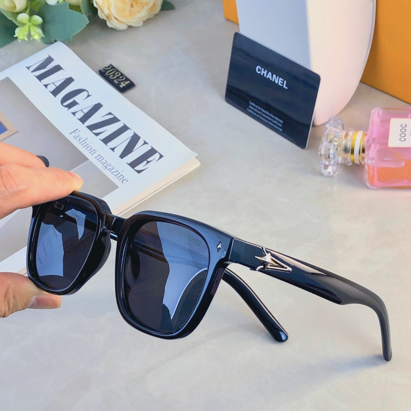 。。Chane*韩版遮阳猫眼墨镜女款潮高级感方形太阳眼镜男款