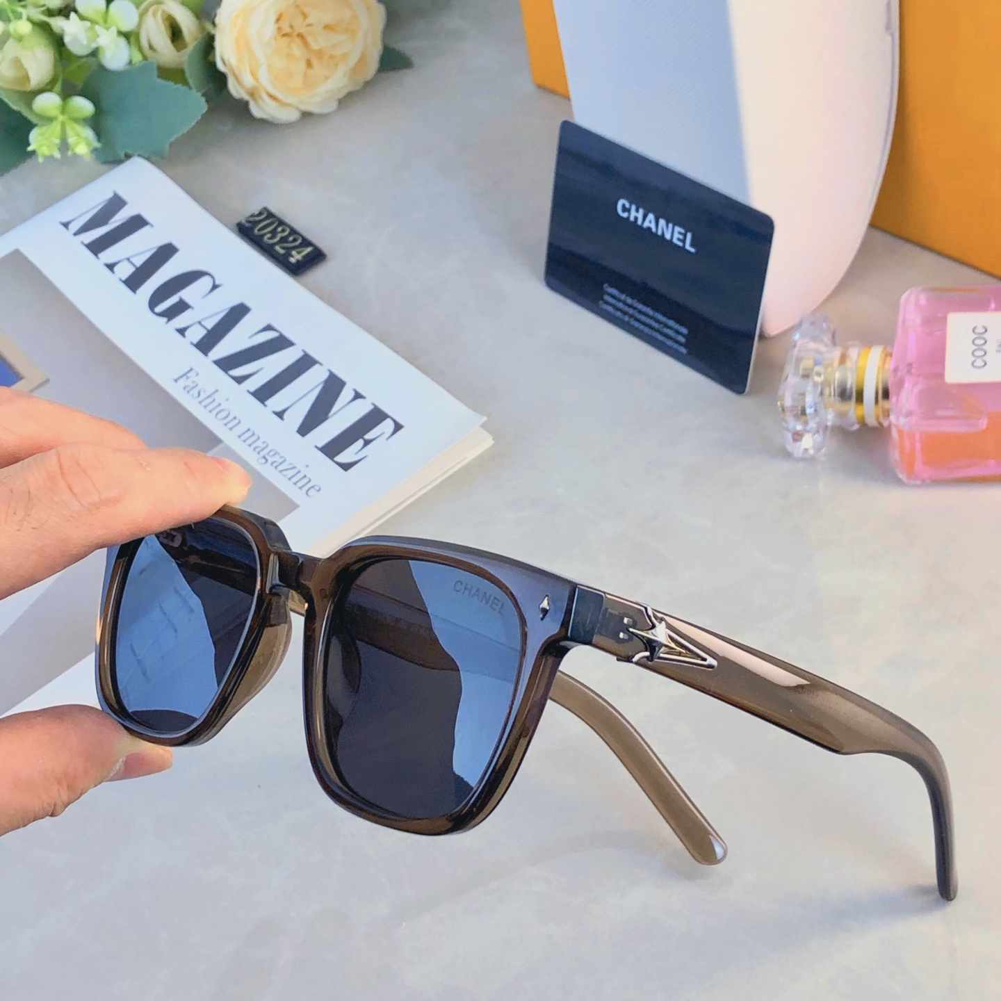 。。Chane*韩版遮阳猫眼墨镜女款潮高级感方形太阳眼镜男款