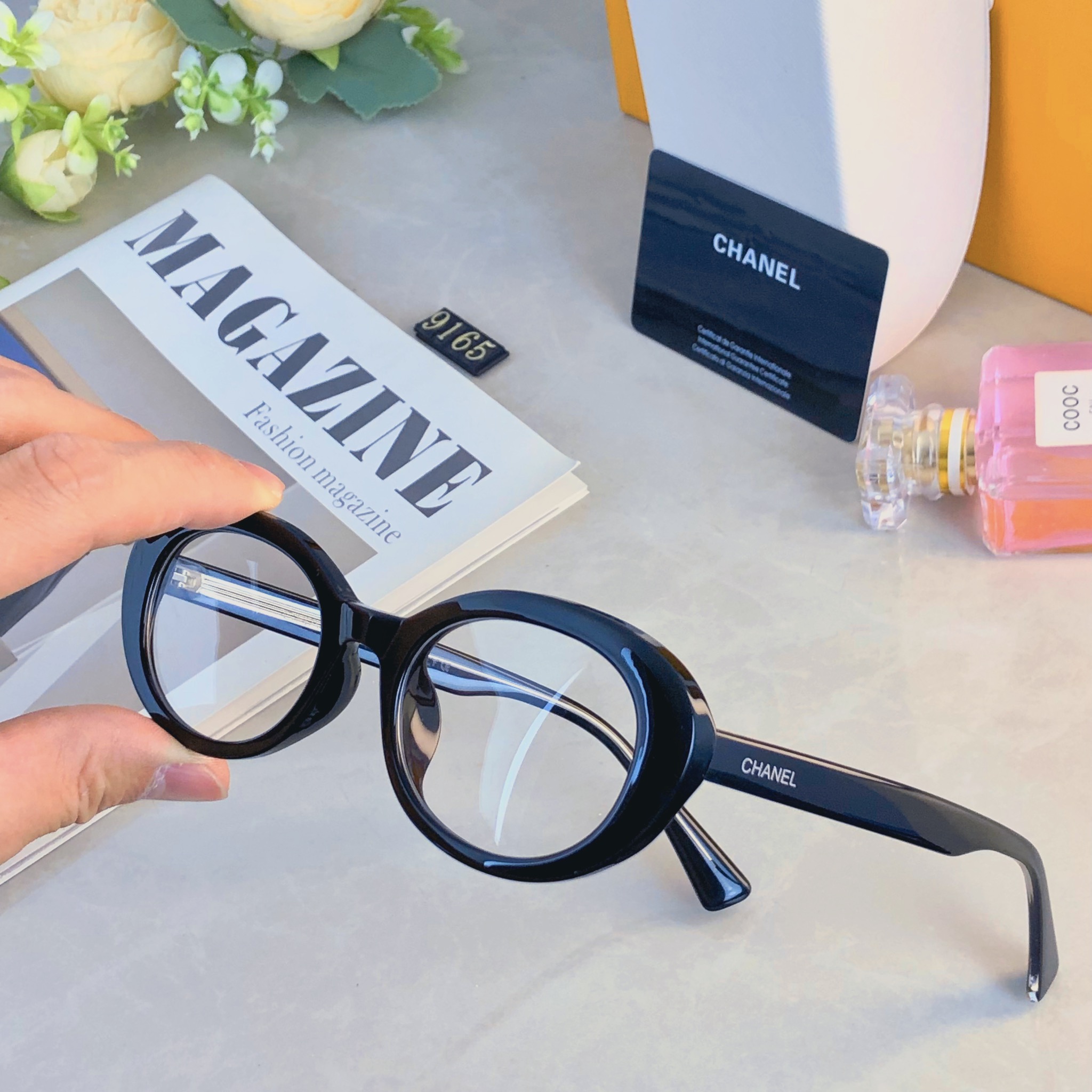 。。Chane*复古猫眼椭圆形眼镜框女韩版时髦氛围感粗框素颜眼镜架