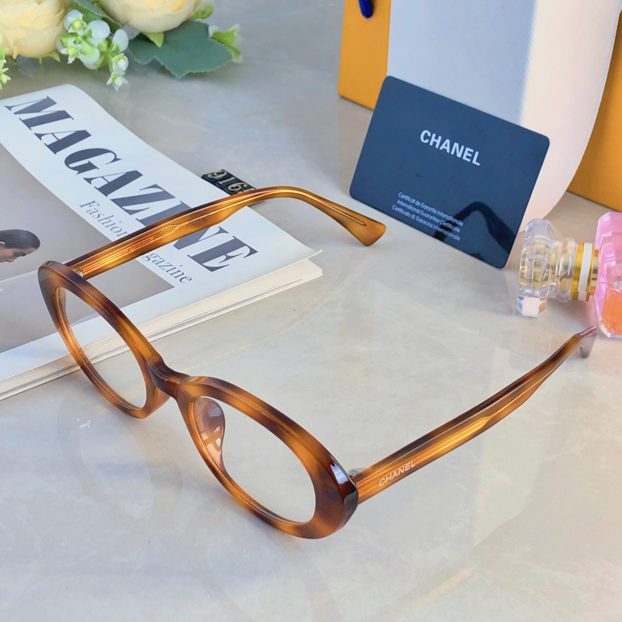 。。Chane*复古猫眼椭圆形眼镜框女韩版时髦氛围感粗框素颜眼镜架