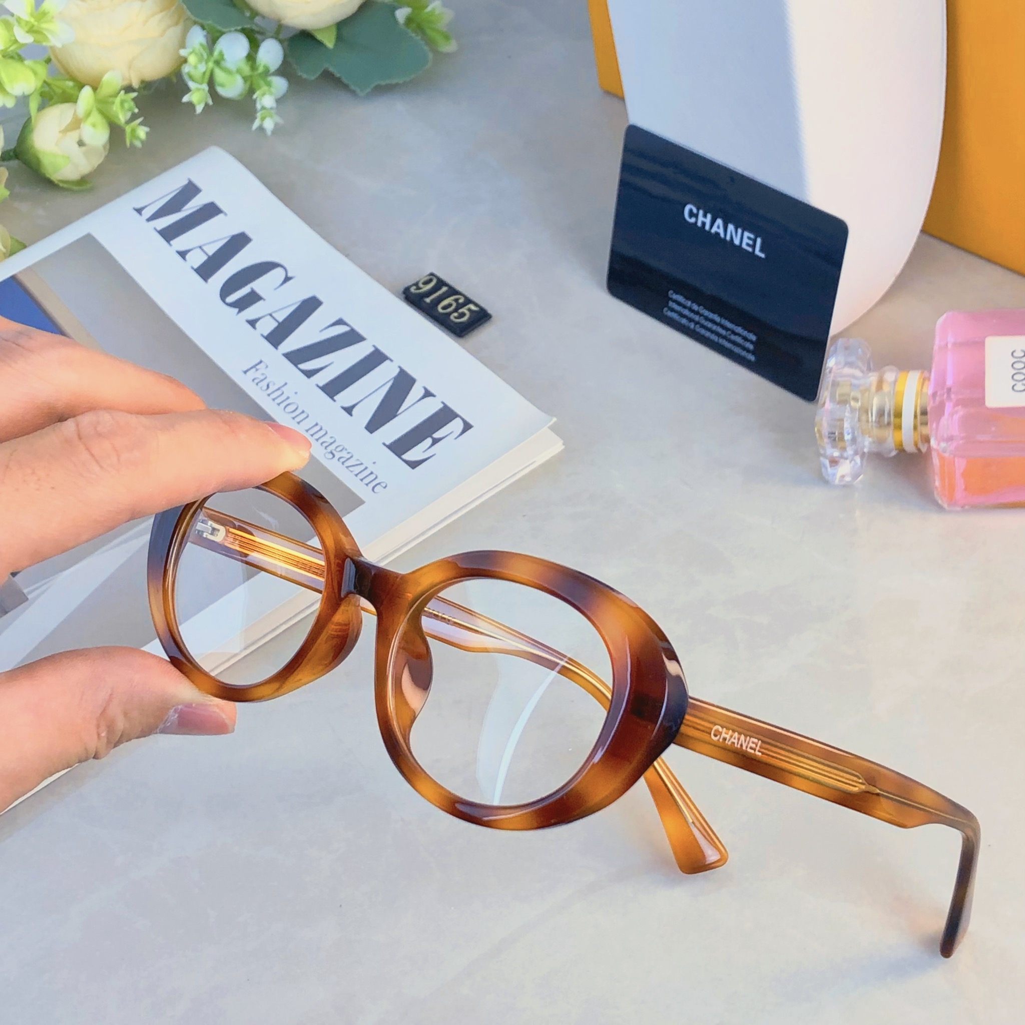 。。Chane*复古猫眼椭圆形眼镜框女韩版时髦氛围感粗框素颜眼镜架