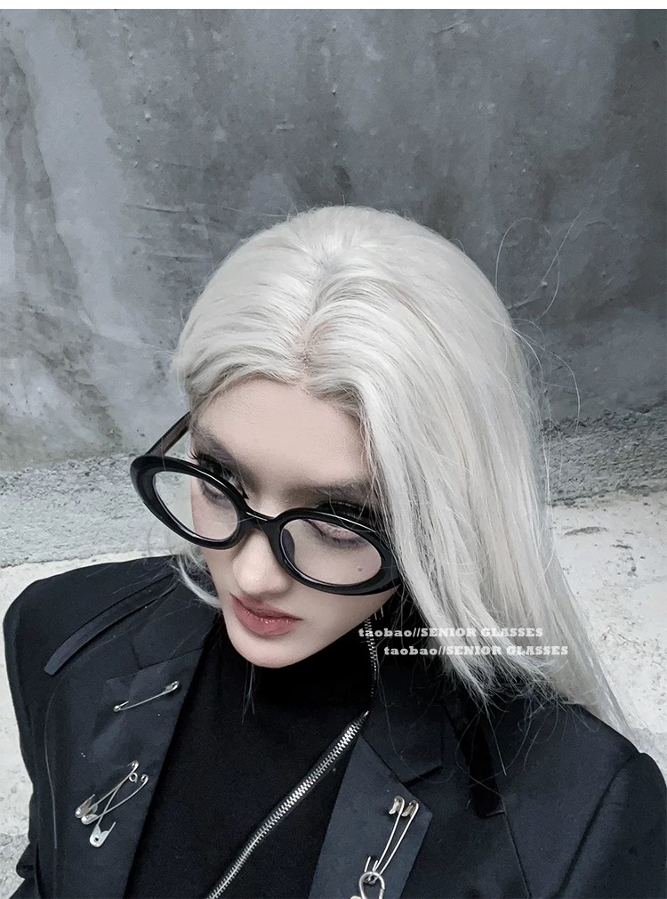 。。Chane*复古猫眼椭圆形眼镜框女韩版时髦氛围感粗框素颜眼镜架