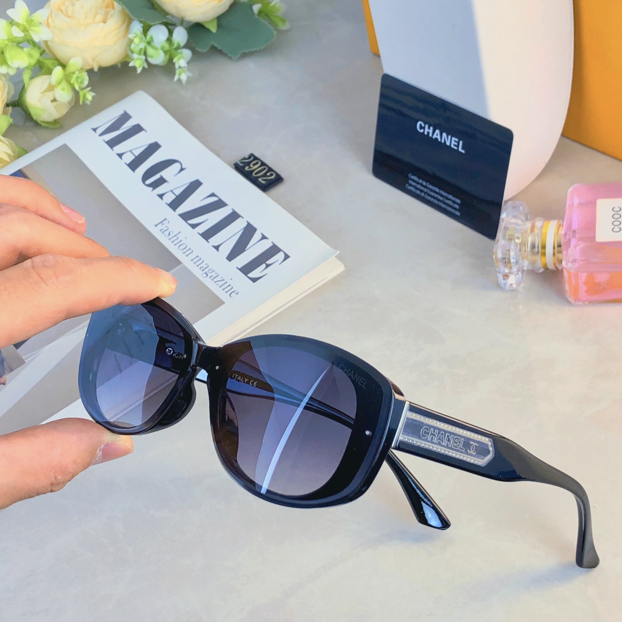 。。Chane*小香墨镜女时尚潮流防紫外线复古辣妹旅行防晒开车高颜值太阳镜