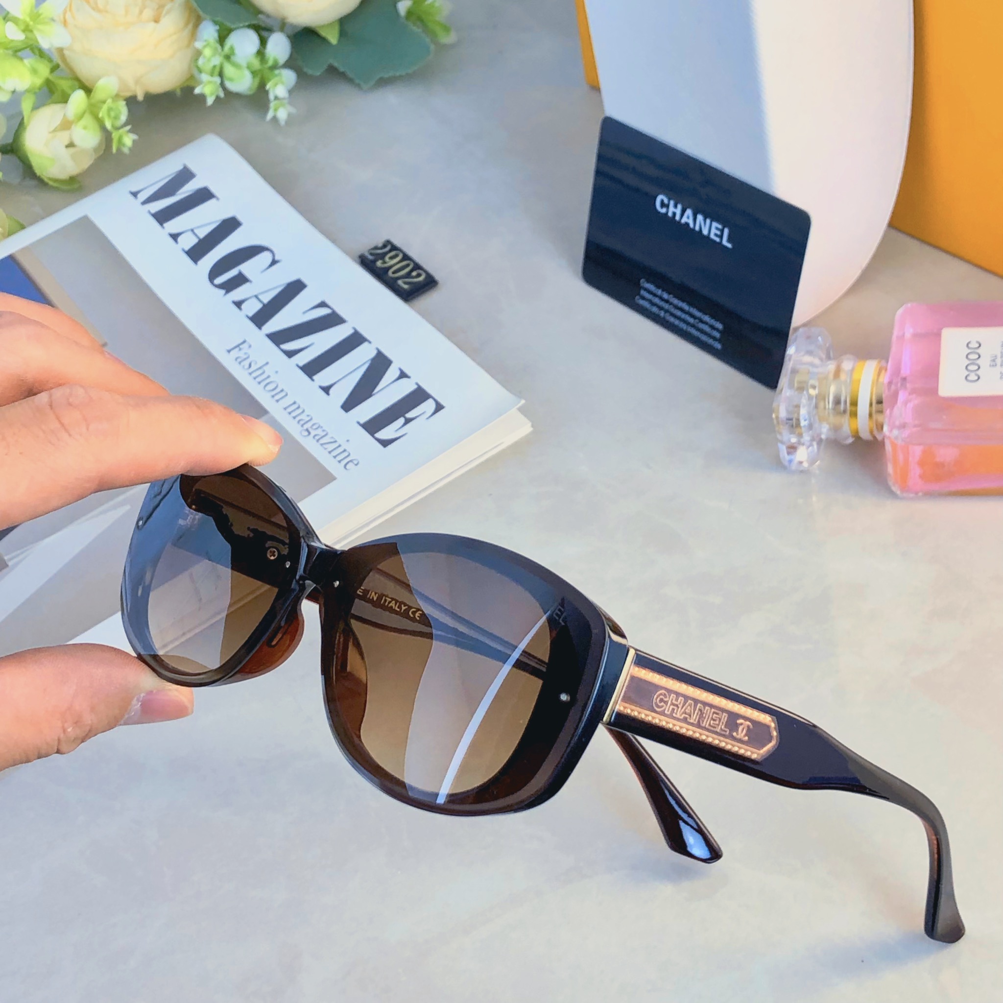 。。Chane*小香墨镜女时尚潮流防紫外线复古辣妹旅行防晒开车高颜值太阳镜