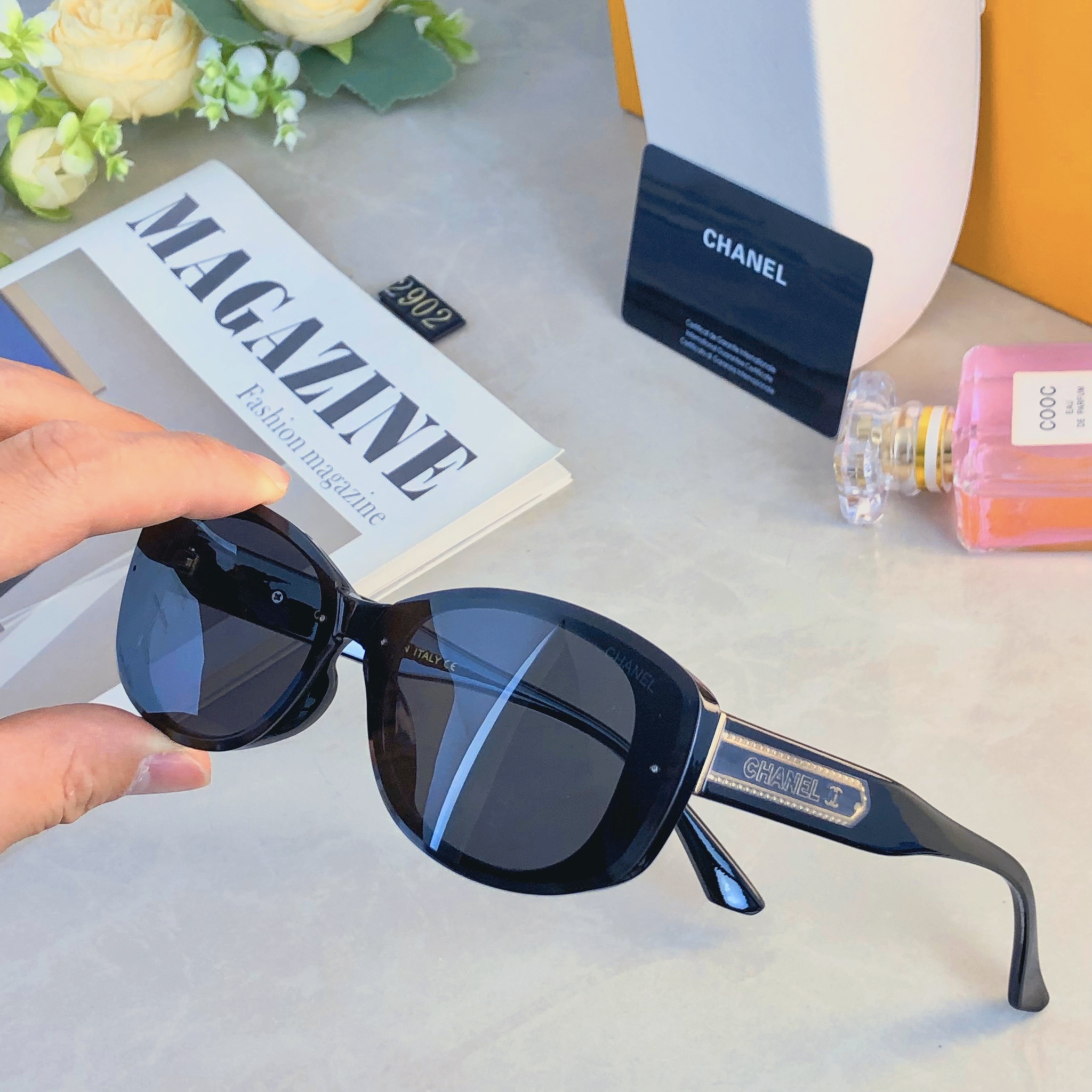 。。Chane*小香墨镜女时尚潮流防紫外线复古辣妹旅行防晒开车高颜值太阳镜