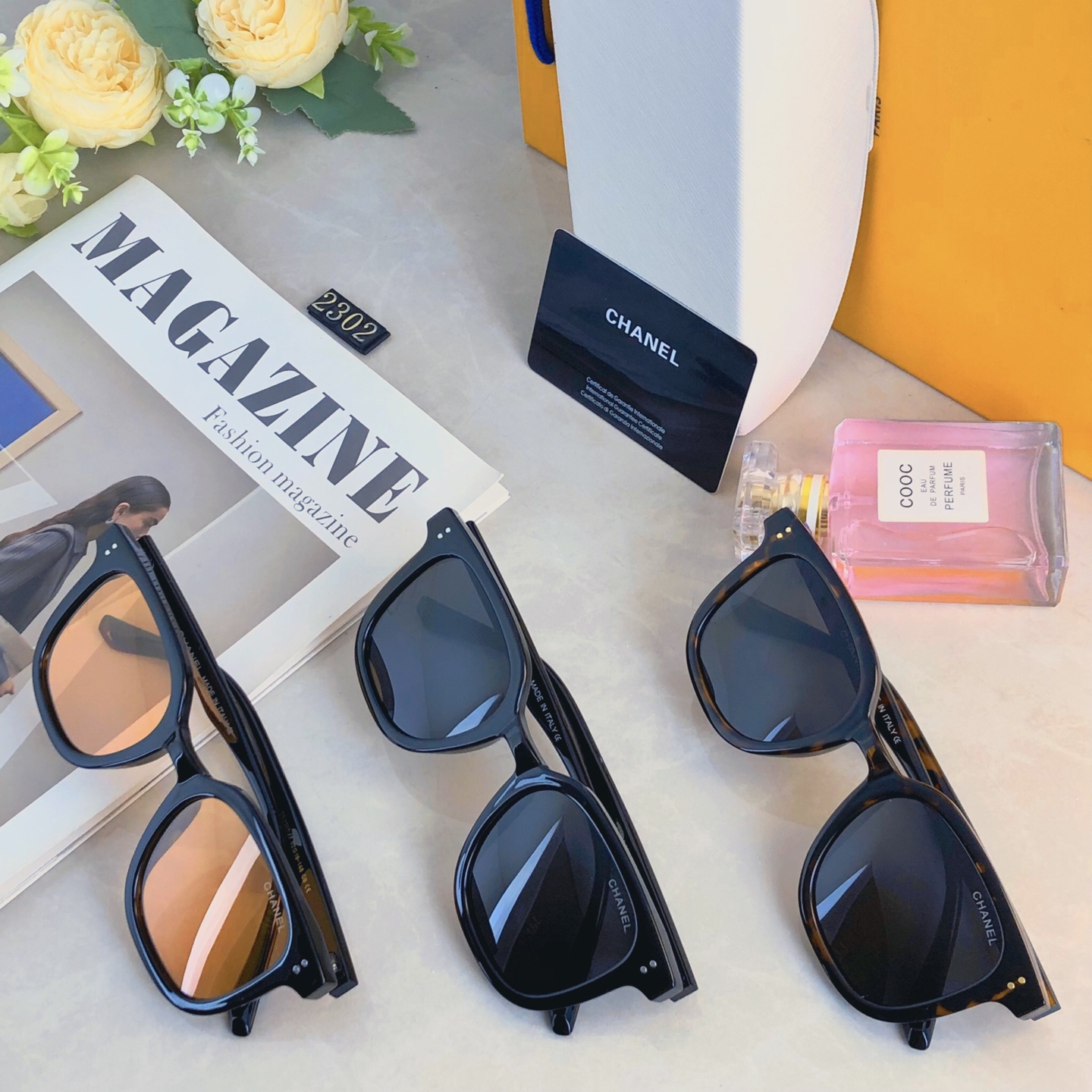 。。Chane*韩版方形茶色小脸小框墨镜女时髦辣妹ins防紫外线遮阳太阳眼镜男