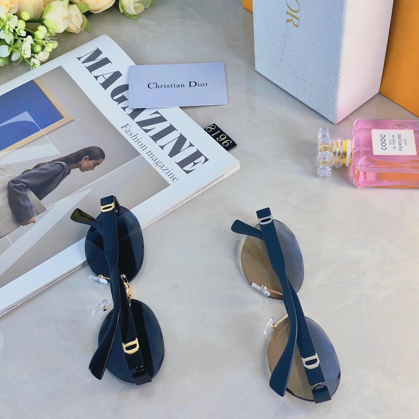 。。Dio*辣妹墨镜女美式网红款椭圆无边框小脸个性防紫外线遮阳太阳眼镜