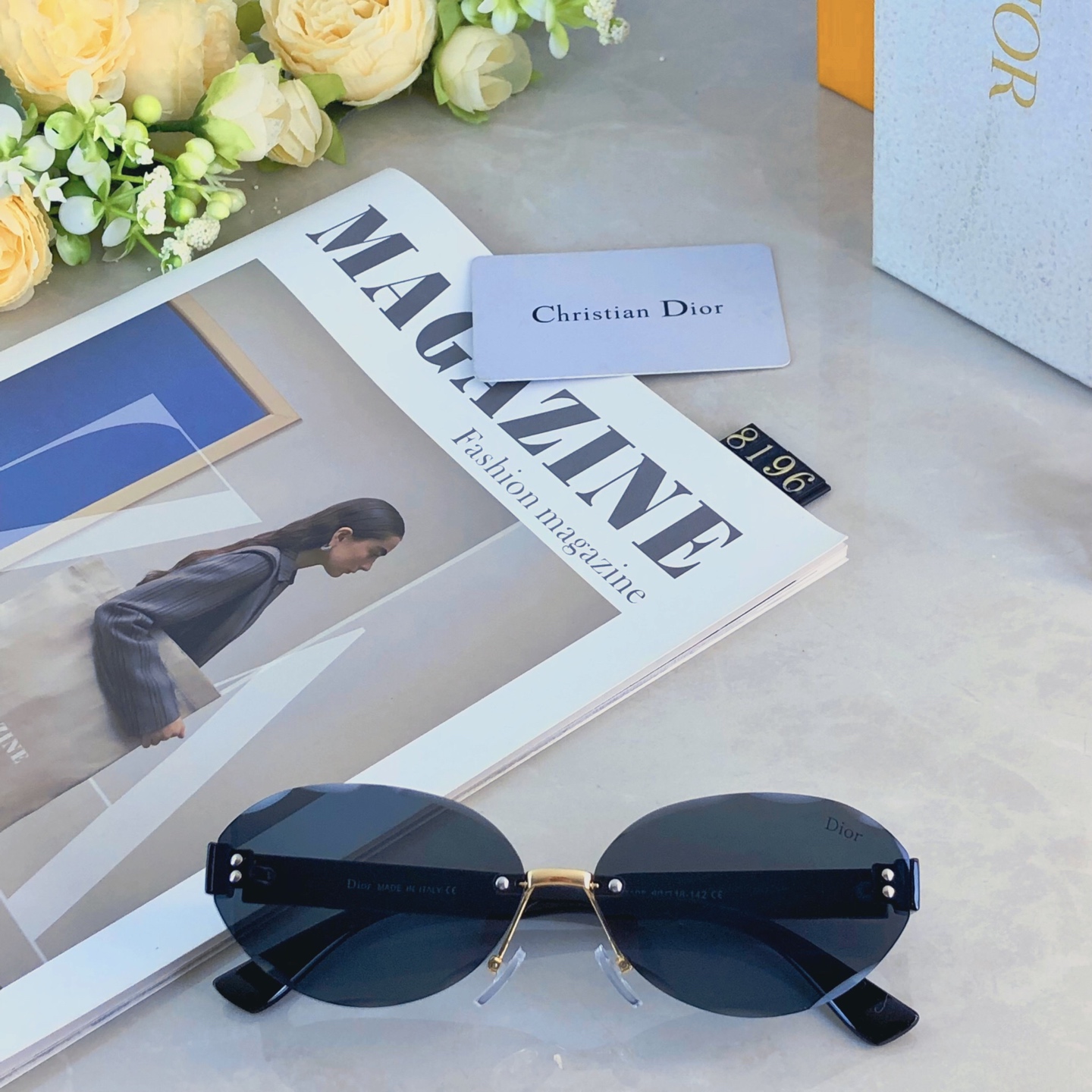 。。Dio*辣妹墨镜女美式网红款椭圆无边框小脸个性防紫外线遮阳太阳眼镜