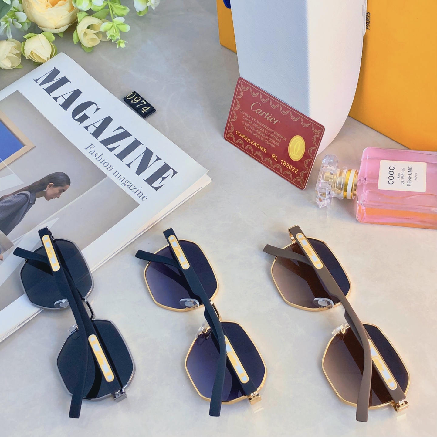 。。Cartie*时尚方框金属太阳镜男女休闲百搭度假防晒墨镜