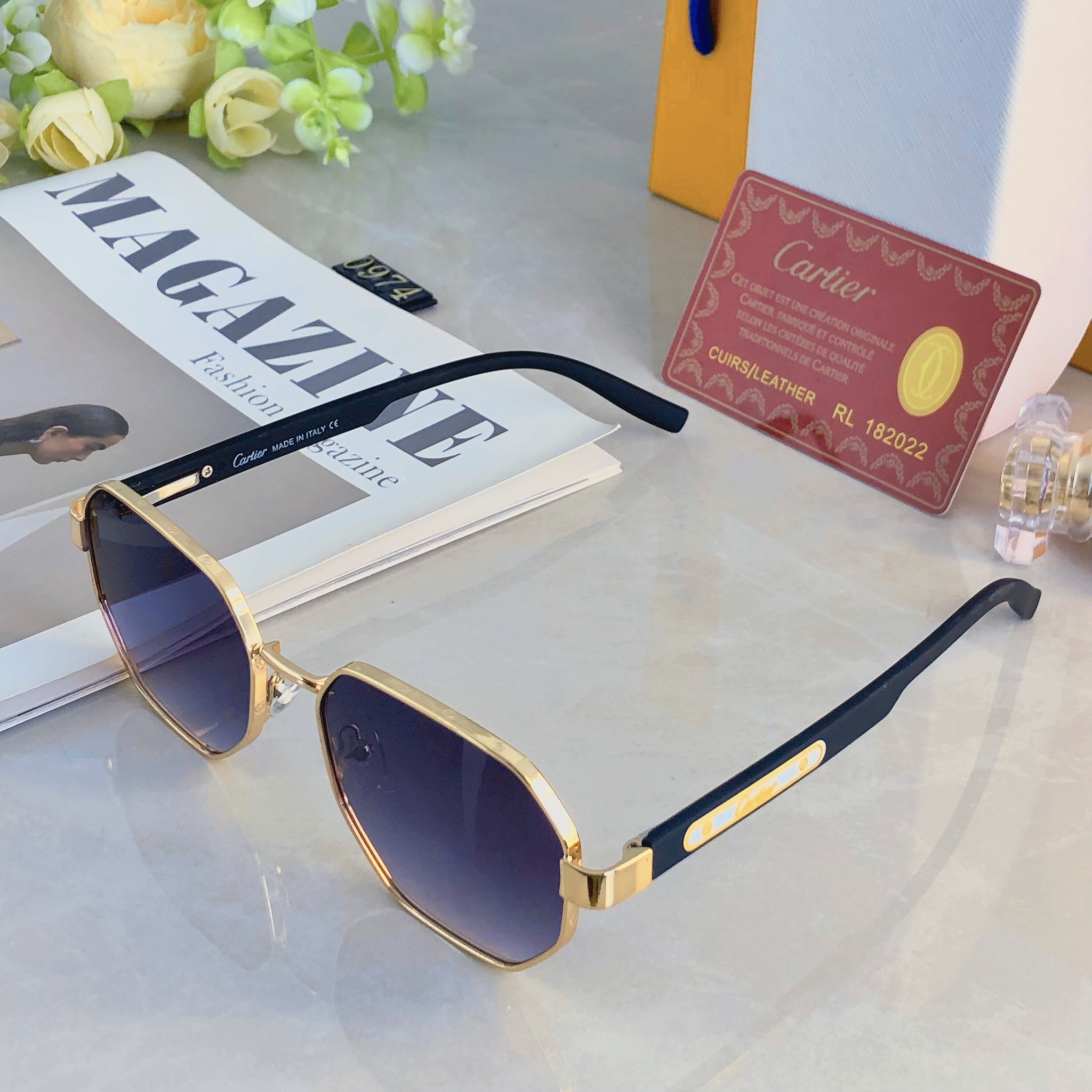 。。Cartie*时尚方框金属太阳镜男女休闲百搭度假防晒墨镜