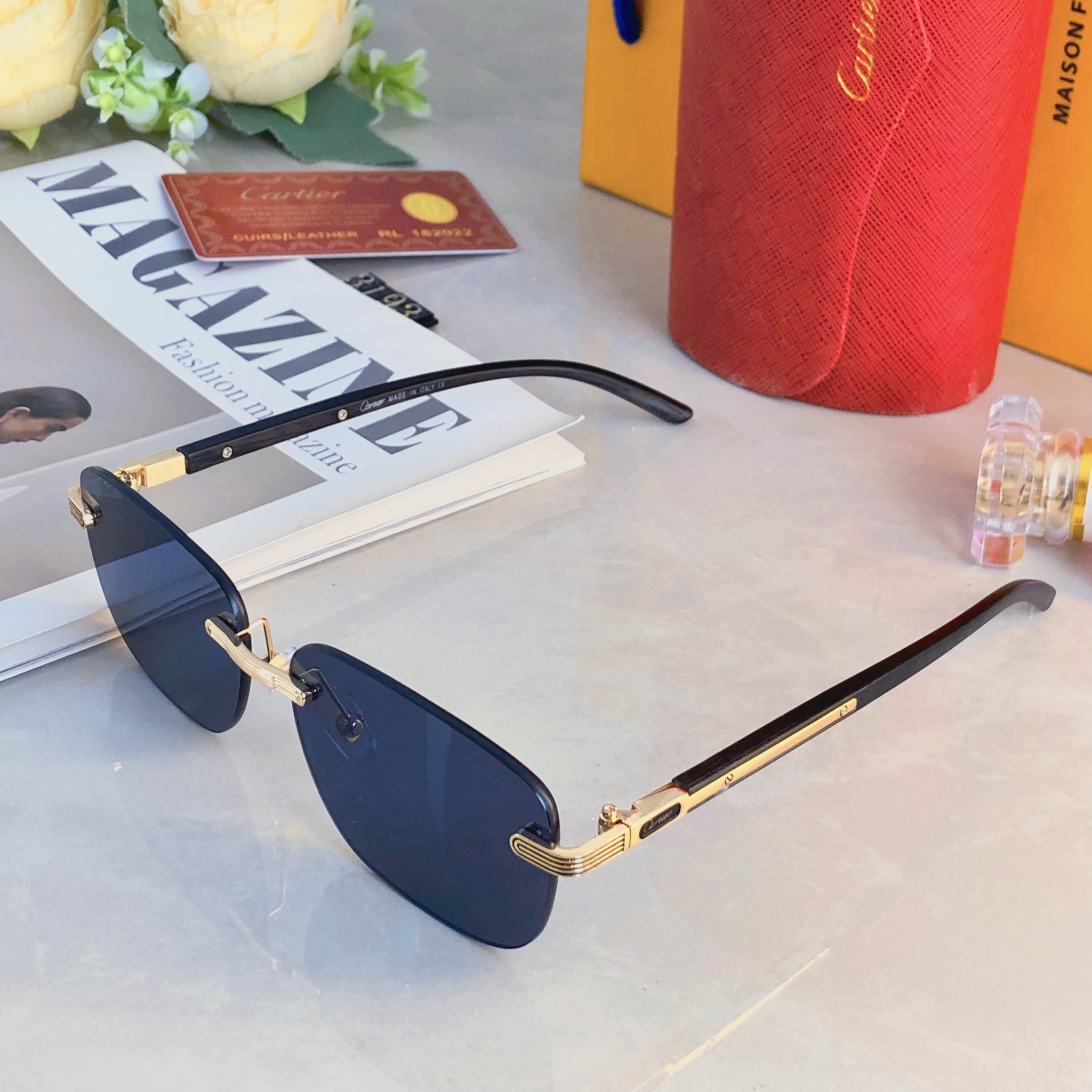 。。Cartie*欧美方形前卫个性小框太阳眼镜女ins无框超酷网红墨镜防紫外线男