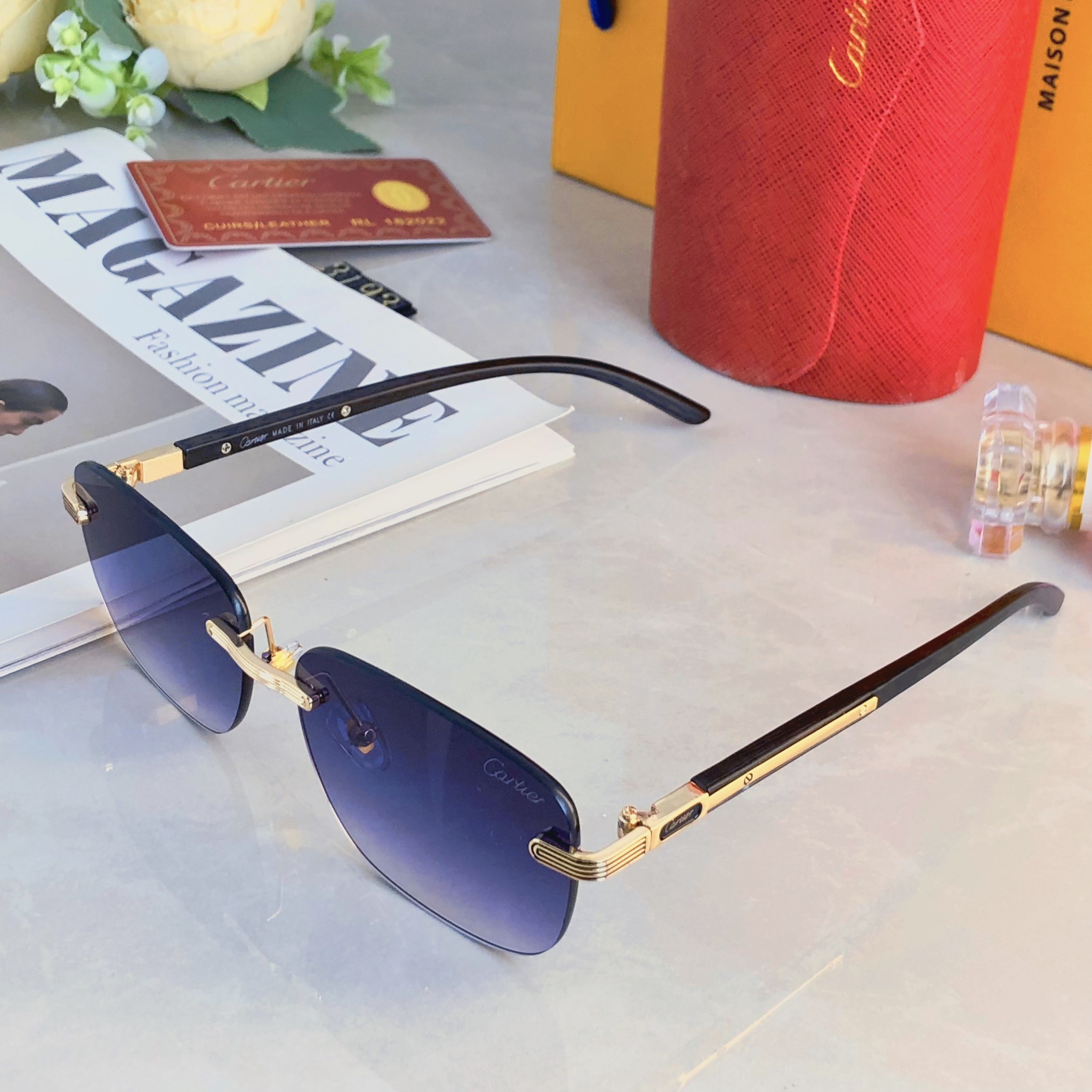 。。Cartie*欧美方形前卫个性小框太阳眼镜女ins无框超酷网红墨镜防紫外线男