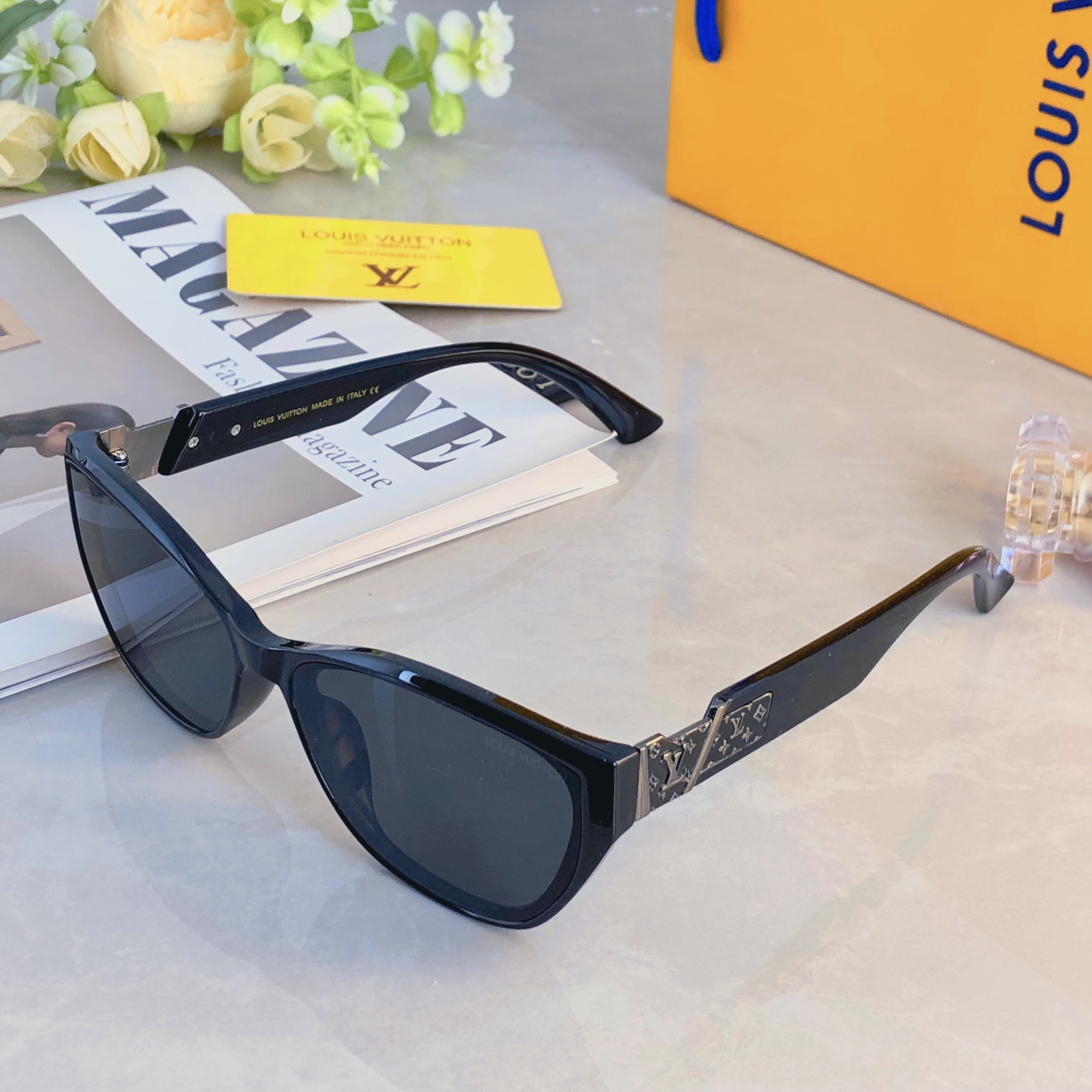 。。Louis vuitto*2026新款时髦高级感太阳眼镜圆脸显瘦防紫外线猫眼墨镜女款潮