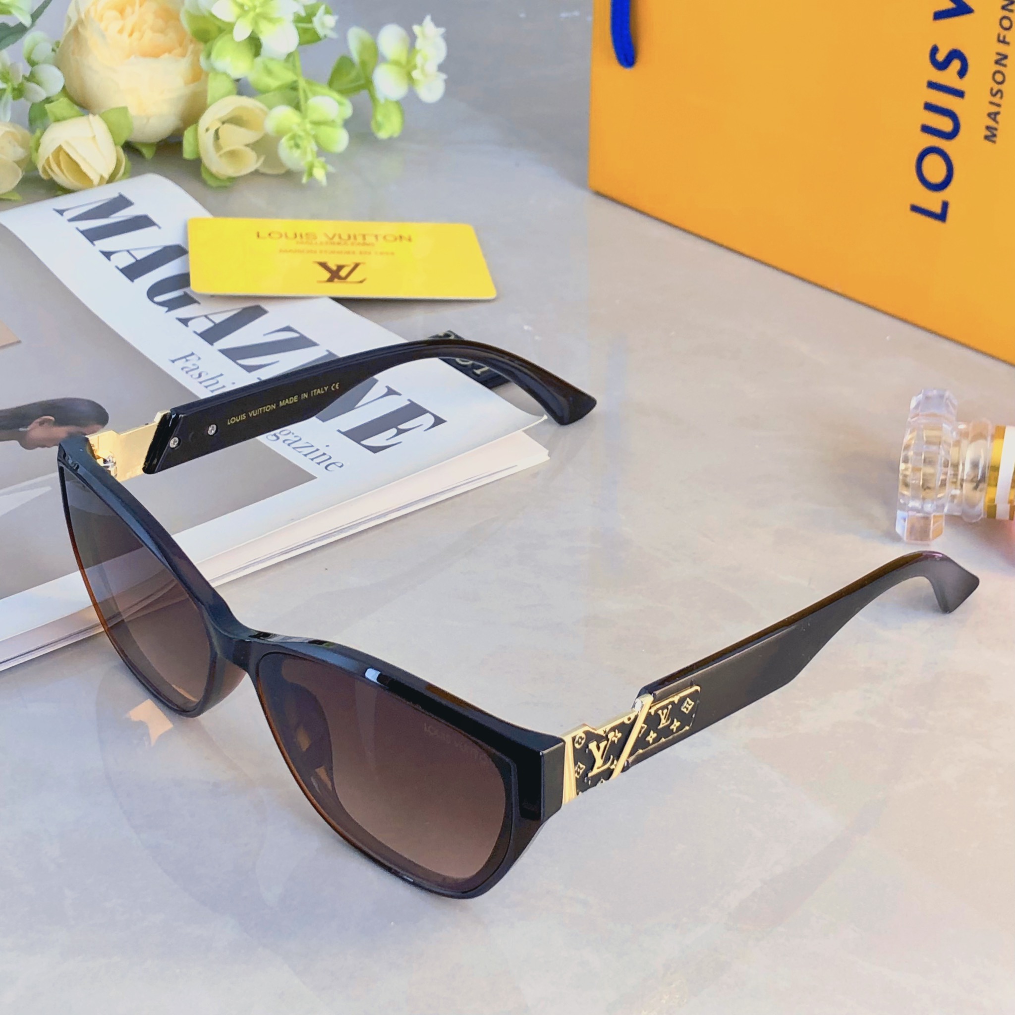 。。Louis vuitto*2026新款时髦高级感太阳眼镜圆脸显瘦防紫外线猫眼墨镜女款潮