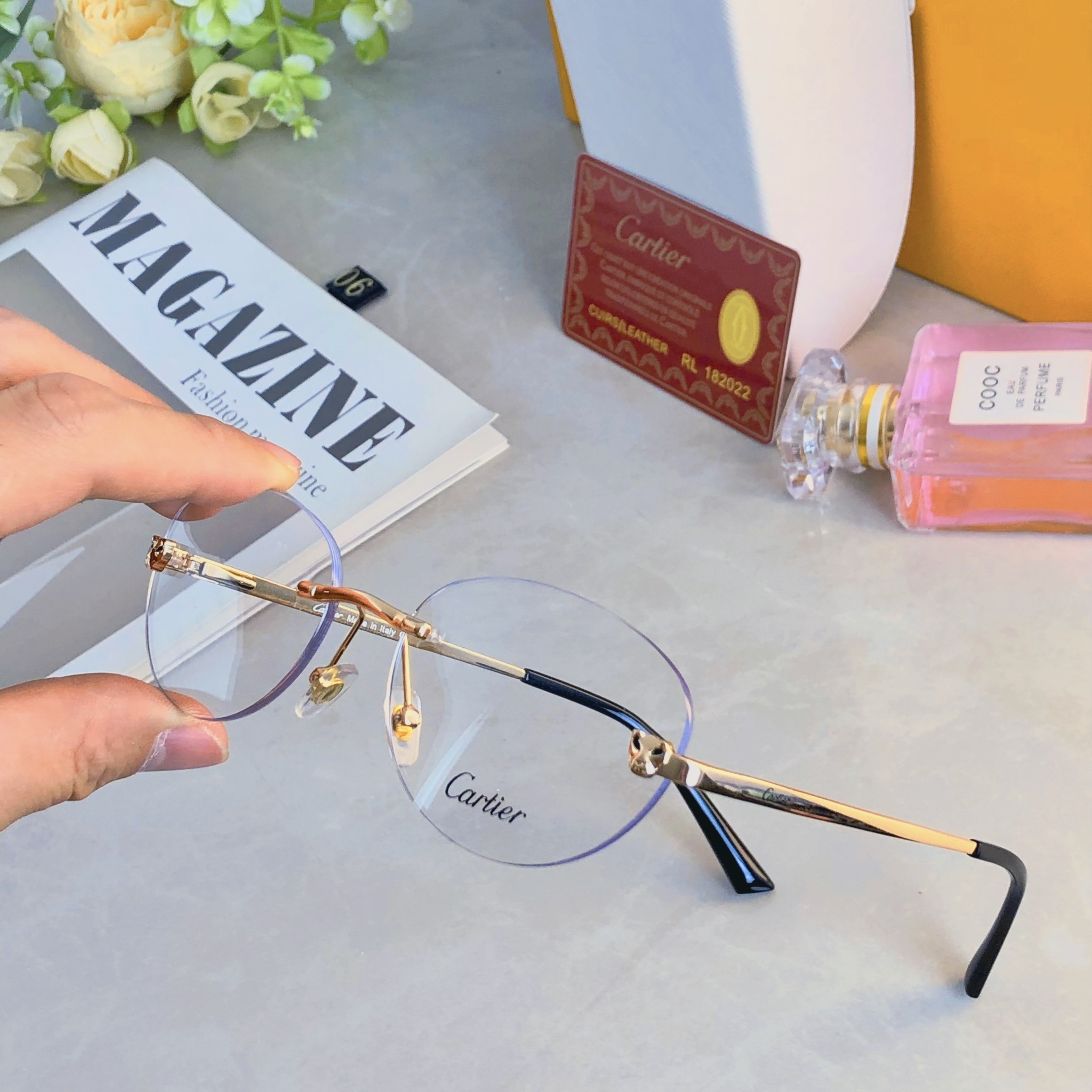 。。Cartie*韩系轻奢金丝无边框眼镜近视度数可配高级感无框眼镜