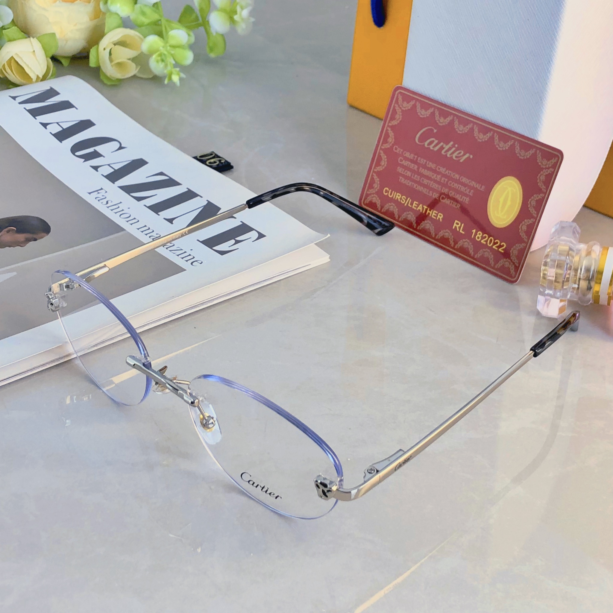 。。Cartie*韩系轻奢金丝无边框眼镜近视度数可配高级感无框眼镜