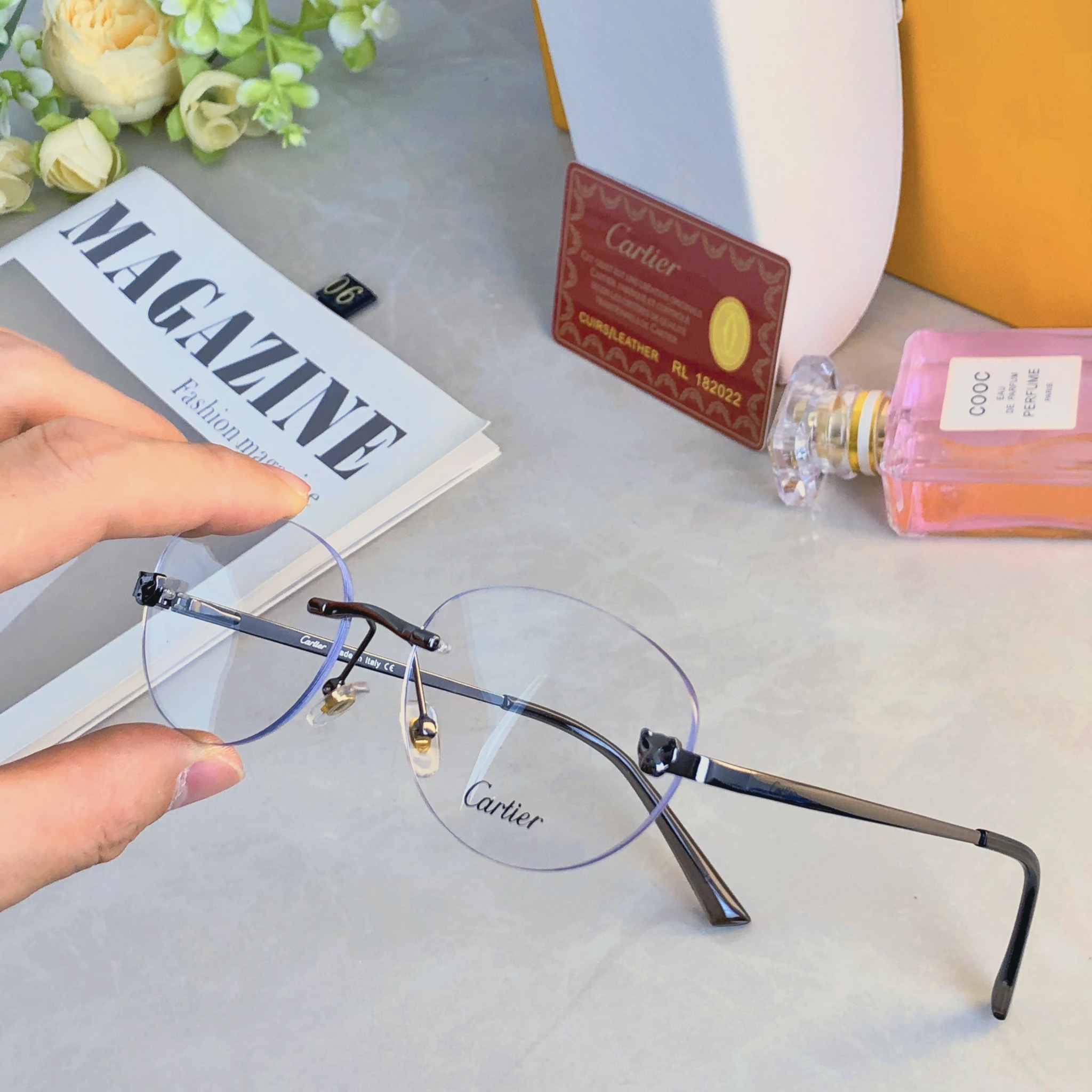 。。Cartie*韩系轻奢金丝无边框眼镜近视度数可配高级感无框眼镜