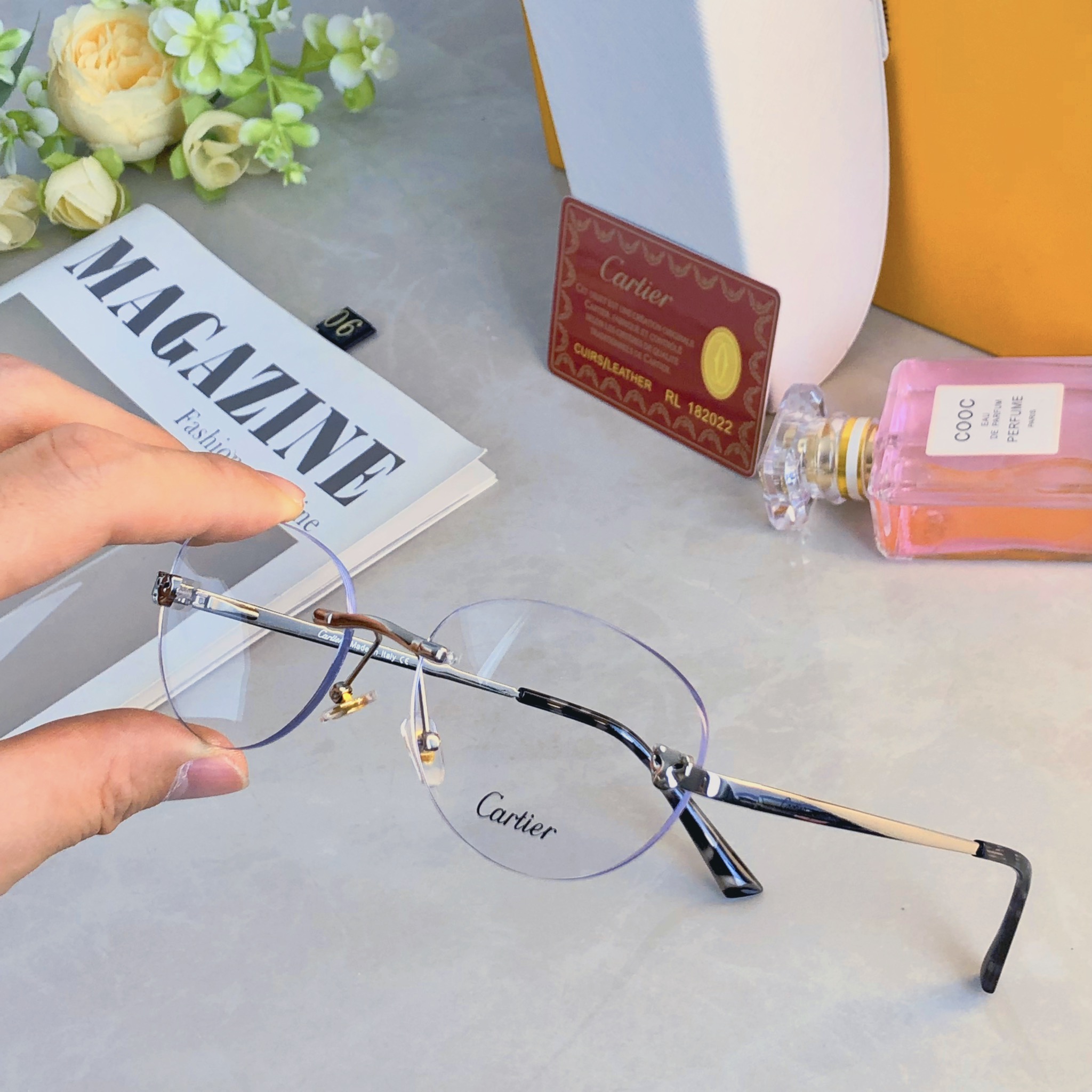 。。Cartie*韩系轻奢金丝无边框眼镜近视度数可配高级感无框眼镜