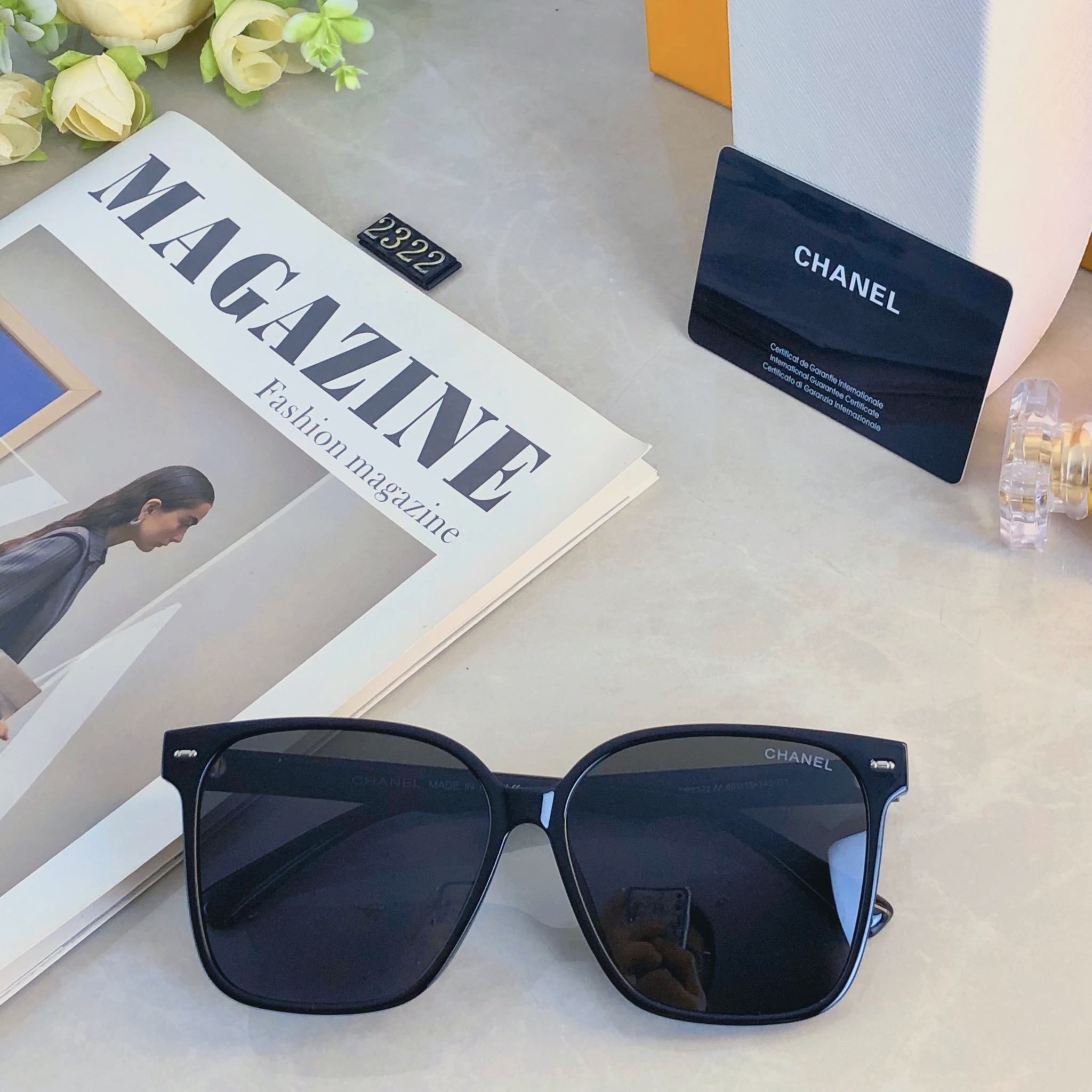 。。Chane*虞书欣娜娜同款黑色大框方形墨镜韩版潮明星圆脸素颜显瘦太阳眼镜