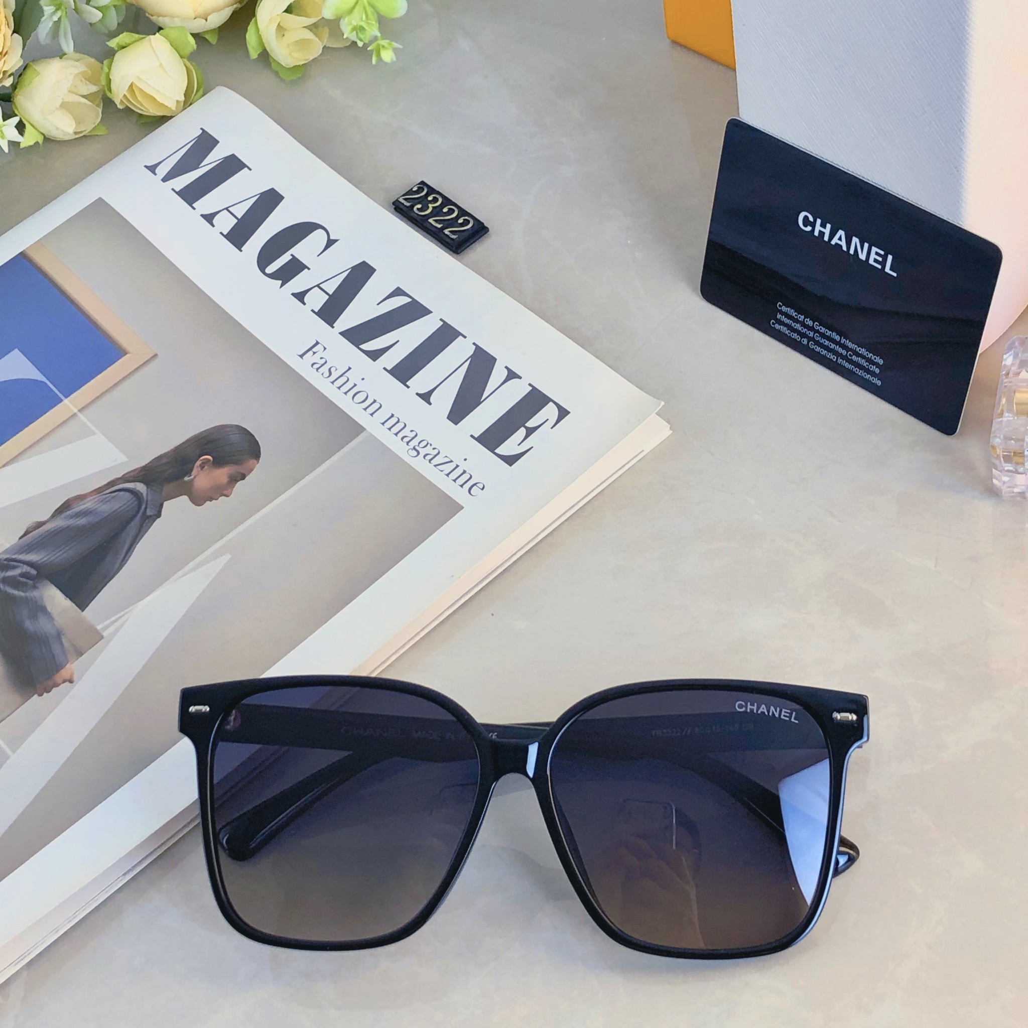 。。Chane*虞书欣娜娜同款黑色大框方形墨镜韩版潮明星圆脸素颜显瘦太阳眼镜