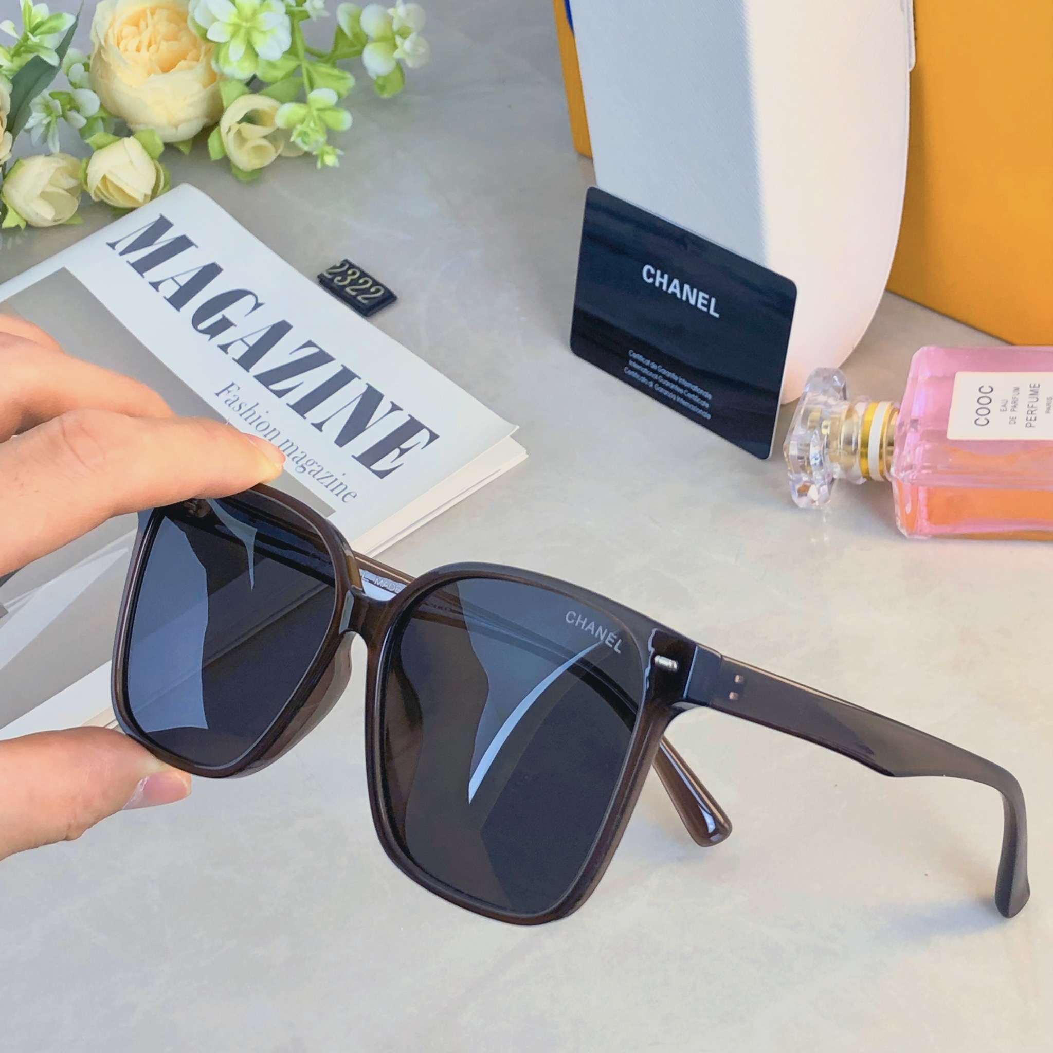 。。Chane*虞书欣娜娜同款黑色大框方形墨镜韩版潮明星圆脸素颜显瘦太阳眼镜