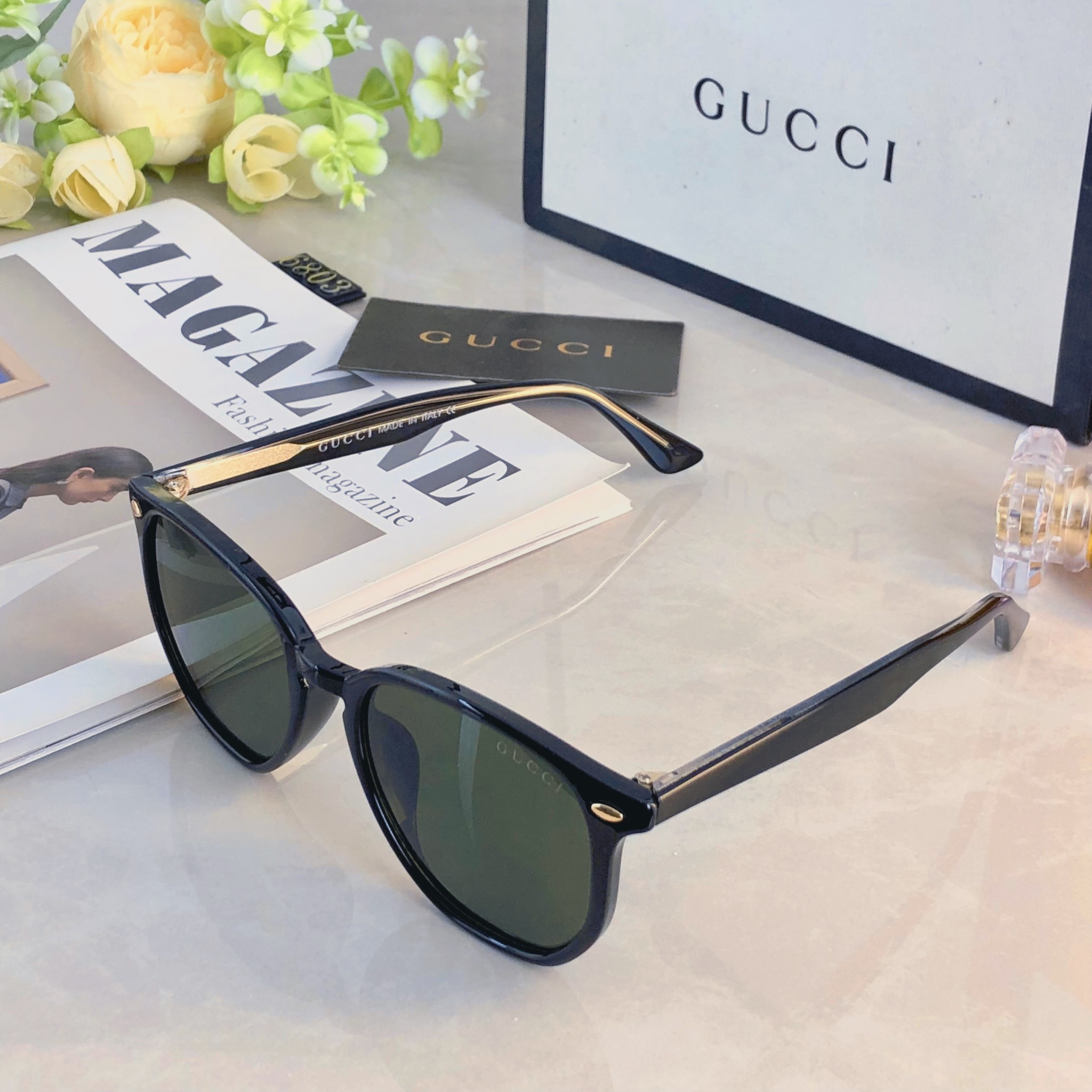 。。Gucc*2026新款太阳眼镜男女复古方形防紫外线遮阳防晒墨镜开车专用