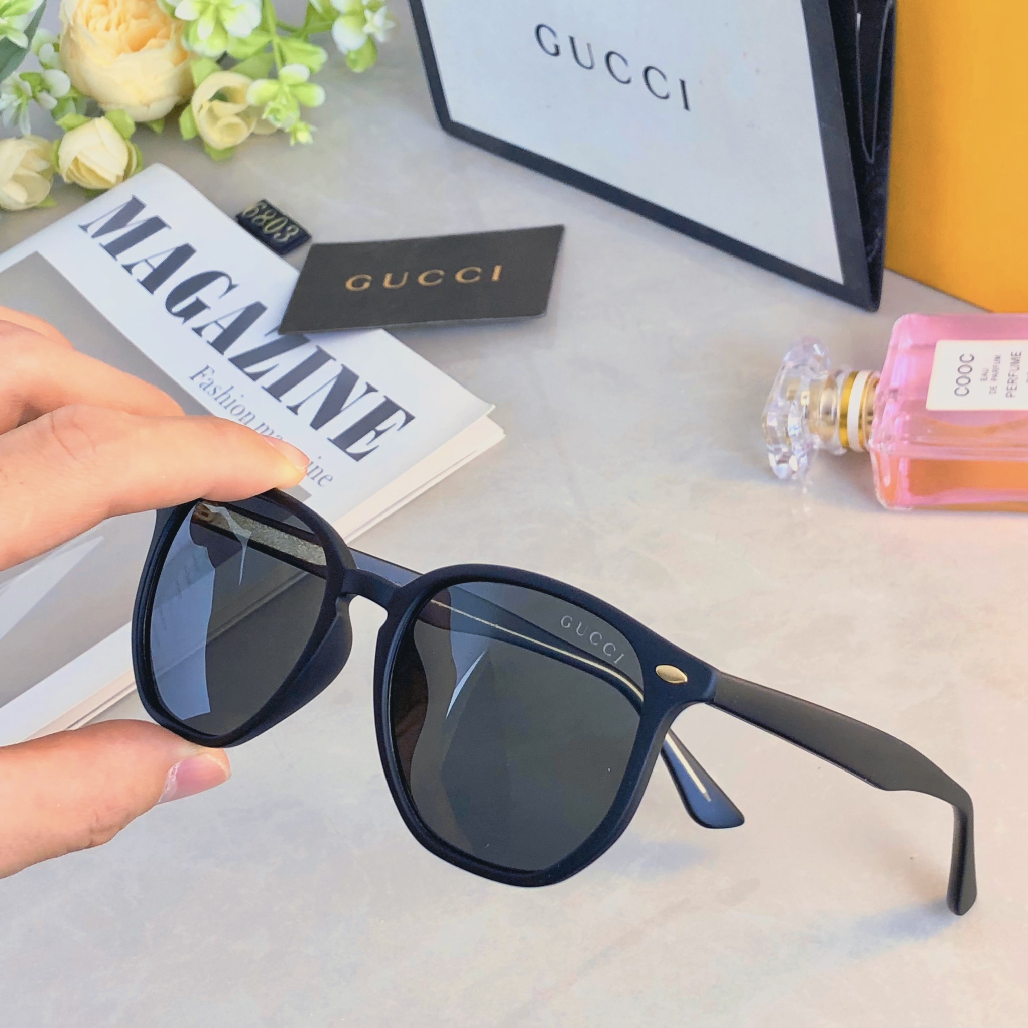 。。Gucc*2026新款太阳眼镜男女复古方形防紫外线遮阳防晒墨镜开车专用