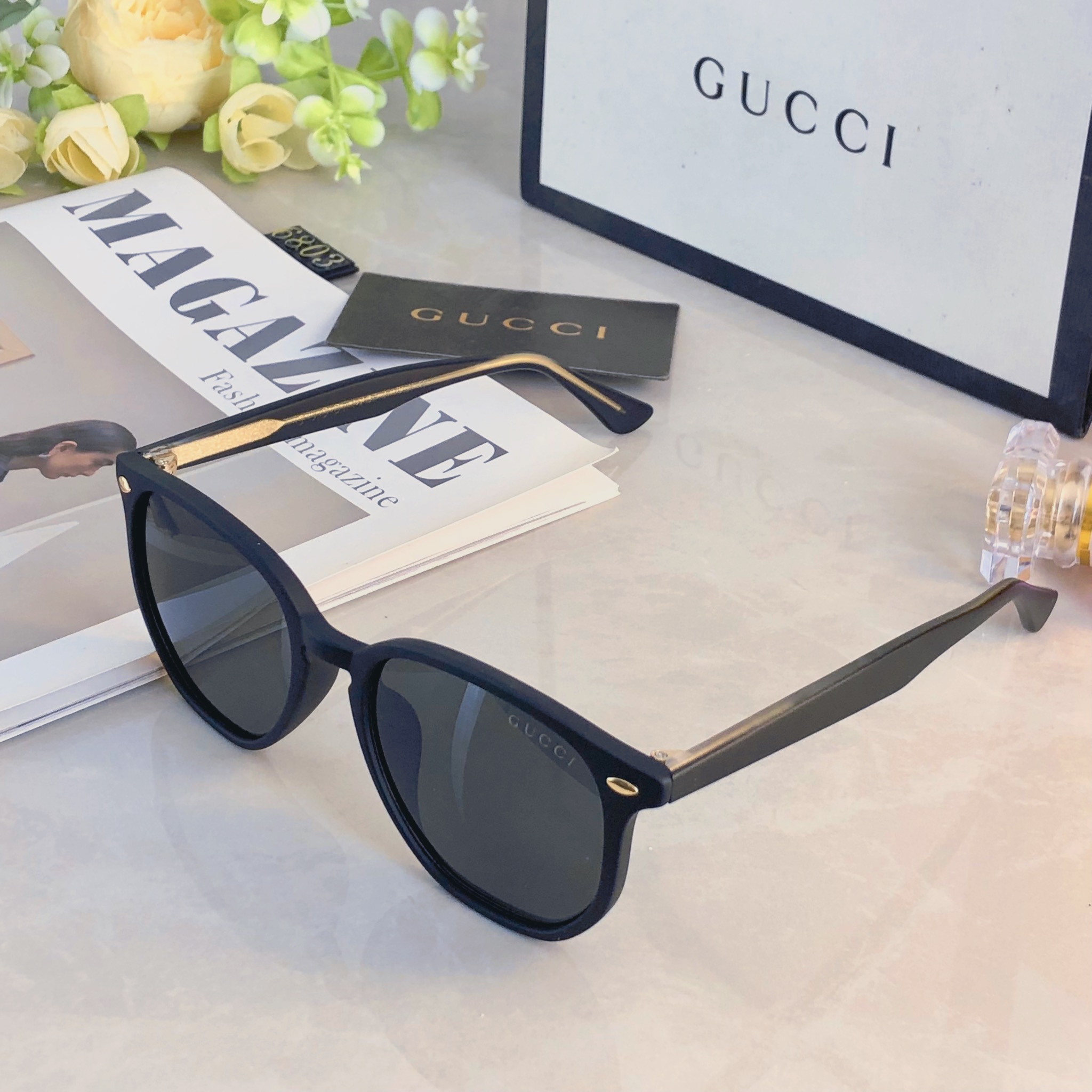 。。Gucc*2026新款太阳眼镜男女复古方形防紫外线遮阳防晒墨镜开车专用