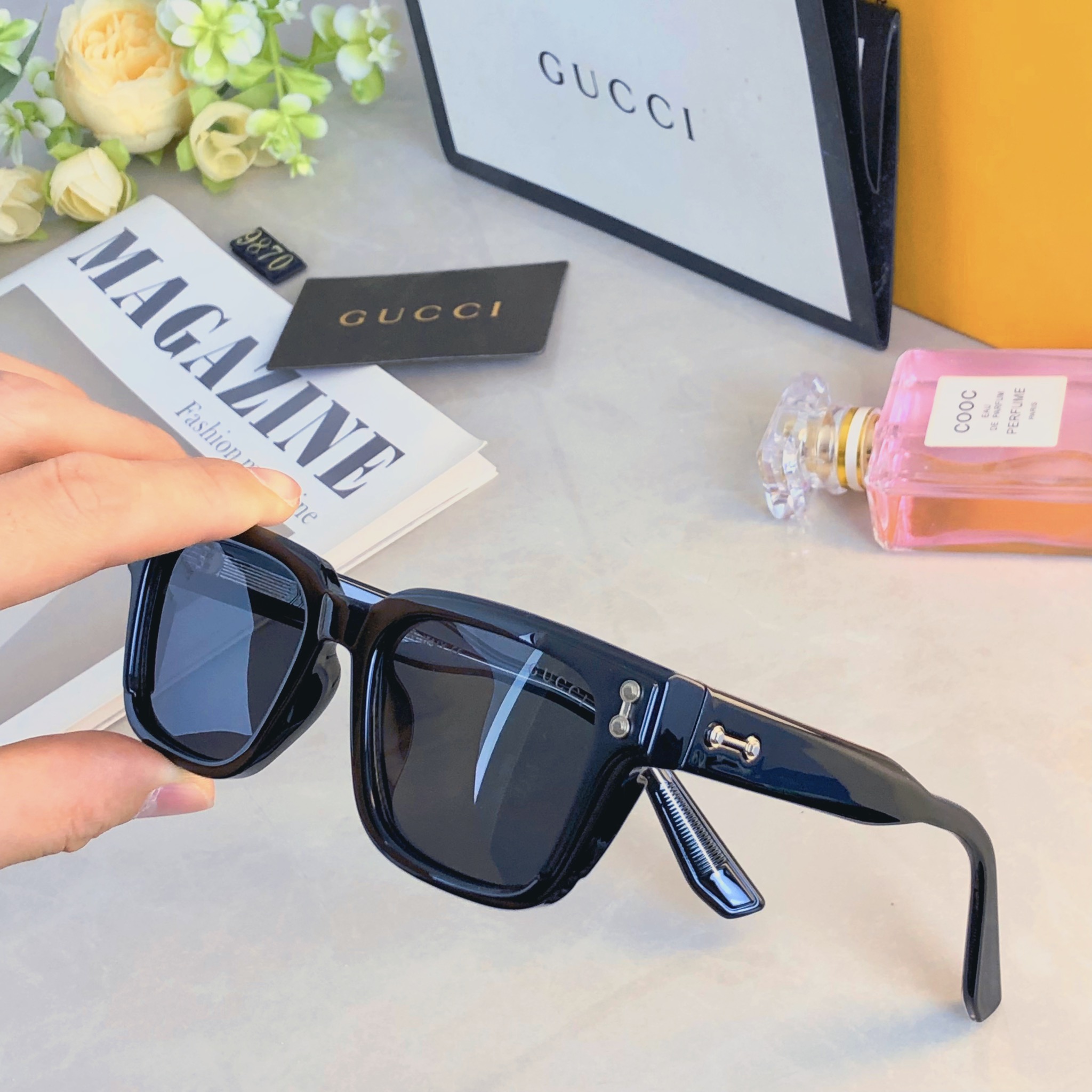 。。Gucc*黑框个性眼镜ins素颜复古近视眼镜素颜神器平光镜方框防蓝光网红