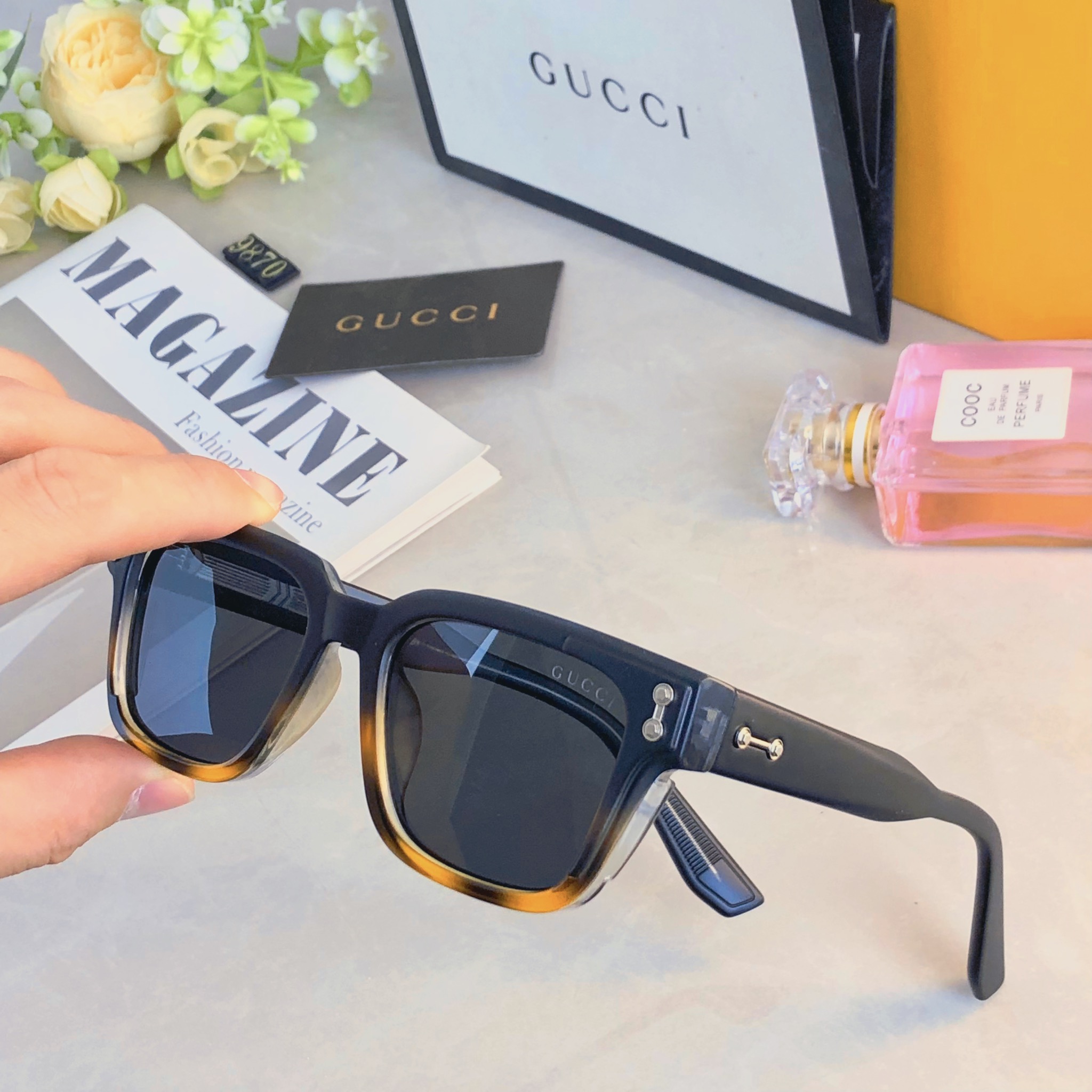 。。Gucc*黑框个性眼镜ins素颜复古近视眼镜素颜神器平光镜方框防蓝光网红