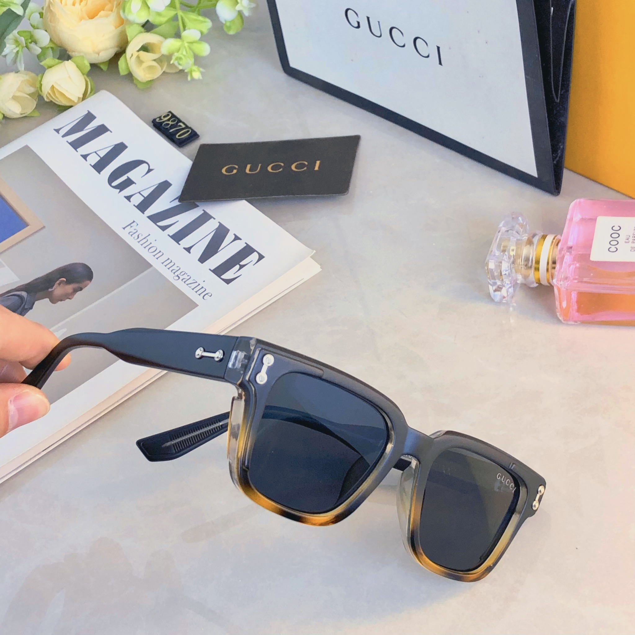 。。Gucc*黑框个性眼镜ins素颜复古近视眼镜素颜神器平光镜方框防蓝光网红