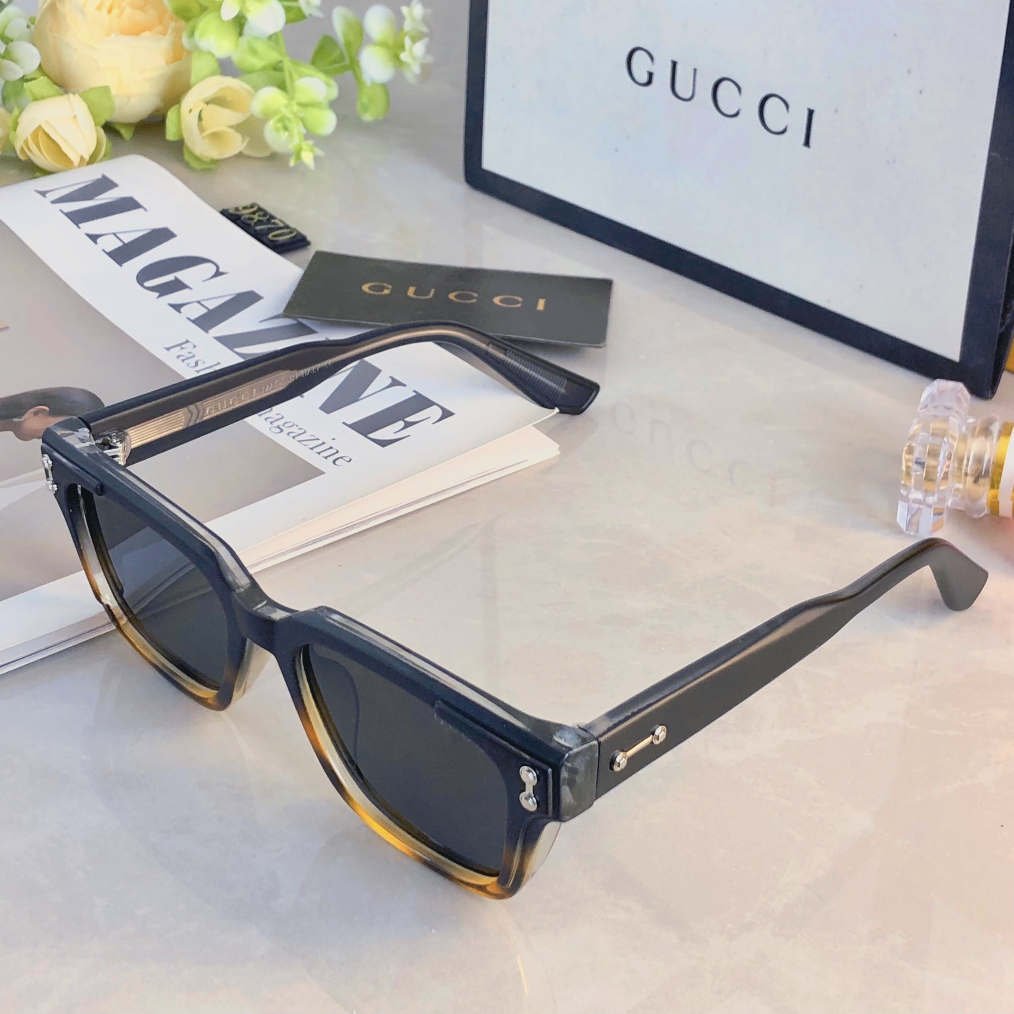 。。Gucc*黑框个性眼镜ins素颜复古近视眼镜素颜神器平光镜方框防蓝光网红