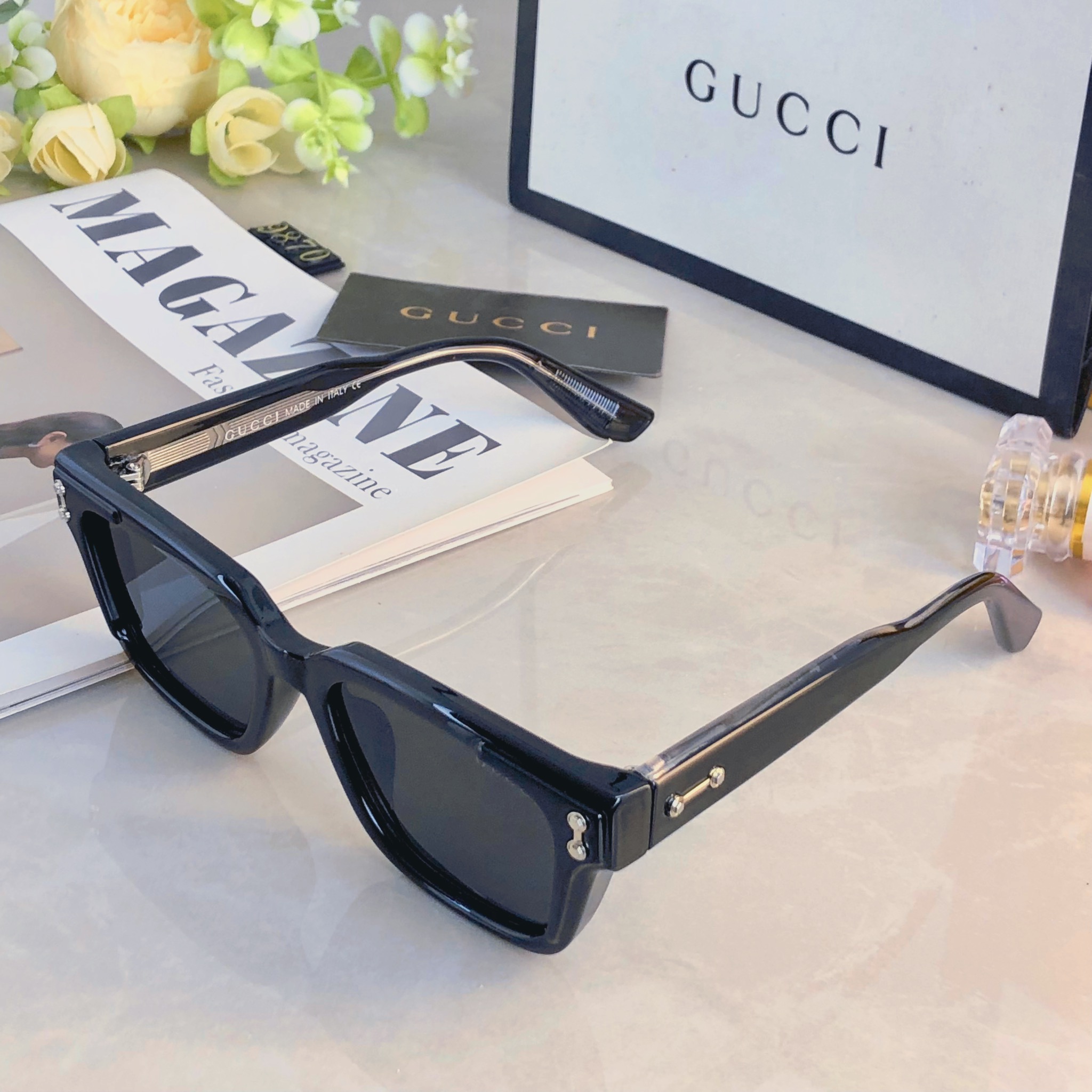 。。Gucc*黑框个性眼镜ins素颜复古近视眼镜素颜神器平光镜方框防蓝光网红