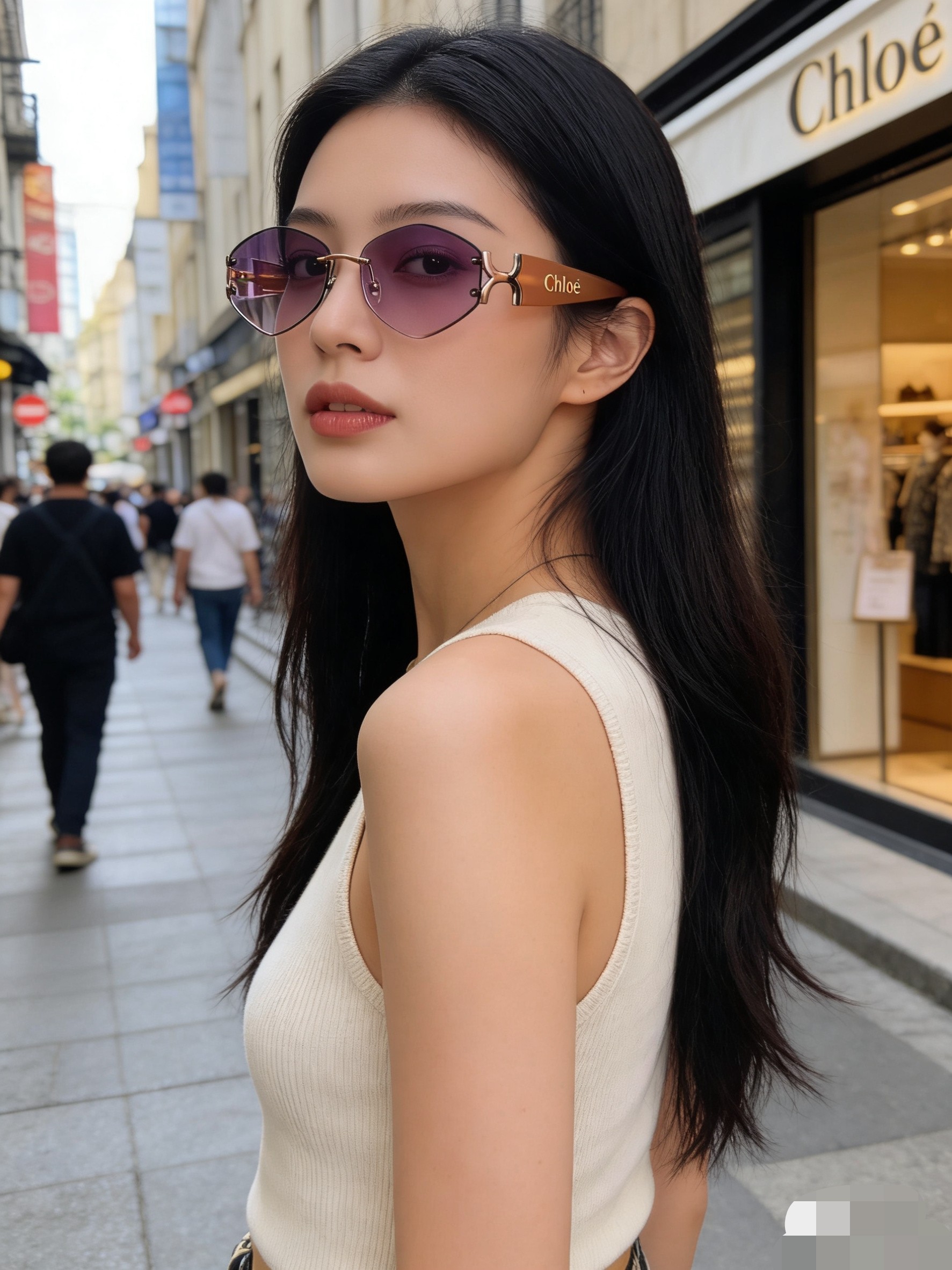 。。Chlo*复古轻奢金属猫眼女士太阳镜防紫外线个性街拍时尚单品墨镜高级感