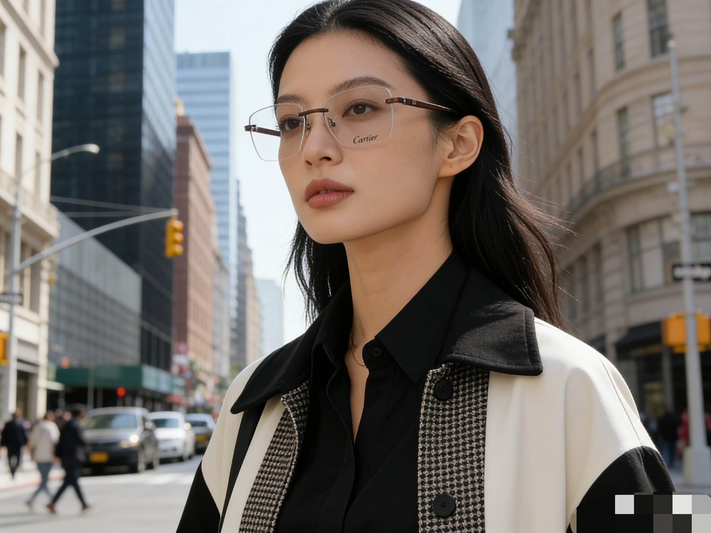 。。Cartie*高级清冷感眼镜复古金丝无框近视眼镜框架痞帅方框素颜平光镜