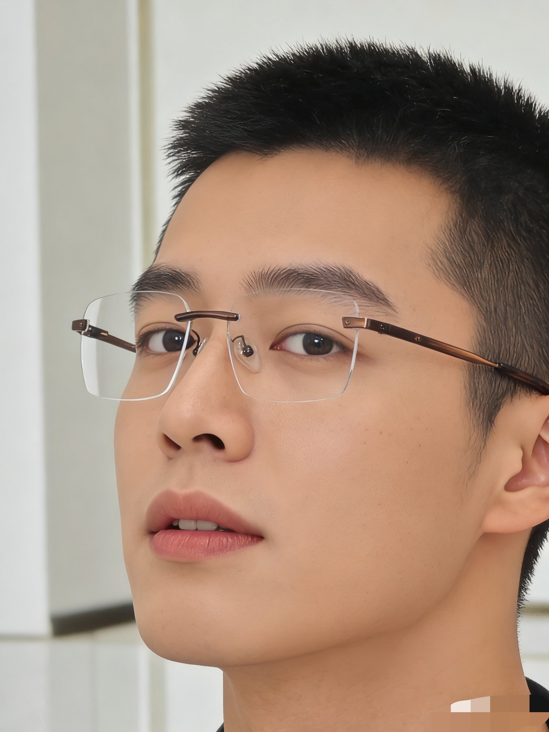 。。Cartie*高级清冷感眼镜复古金丝无框近视眼镜框架痞帅方框素颜平光镜