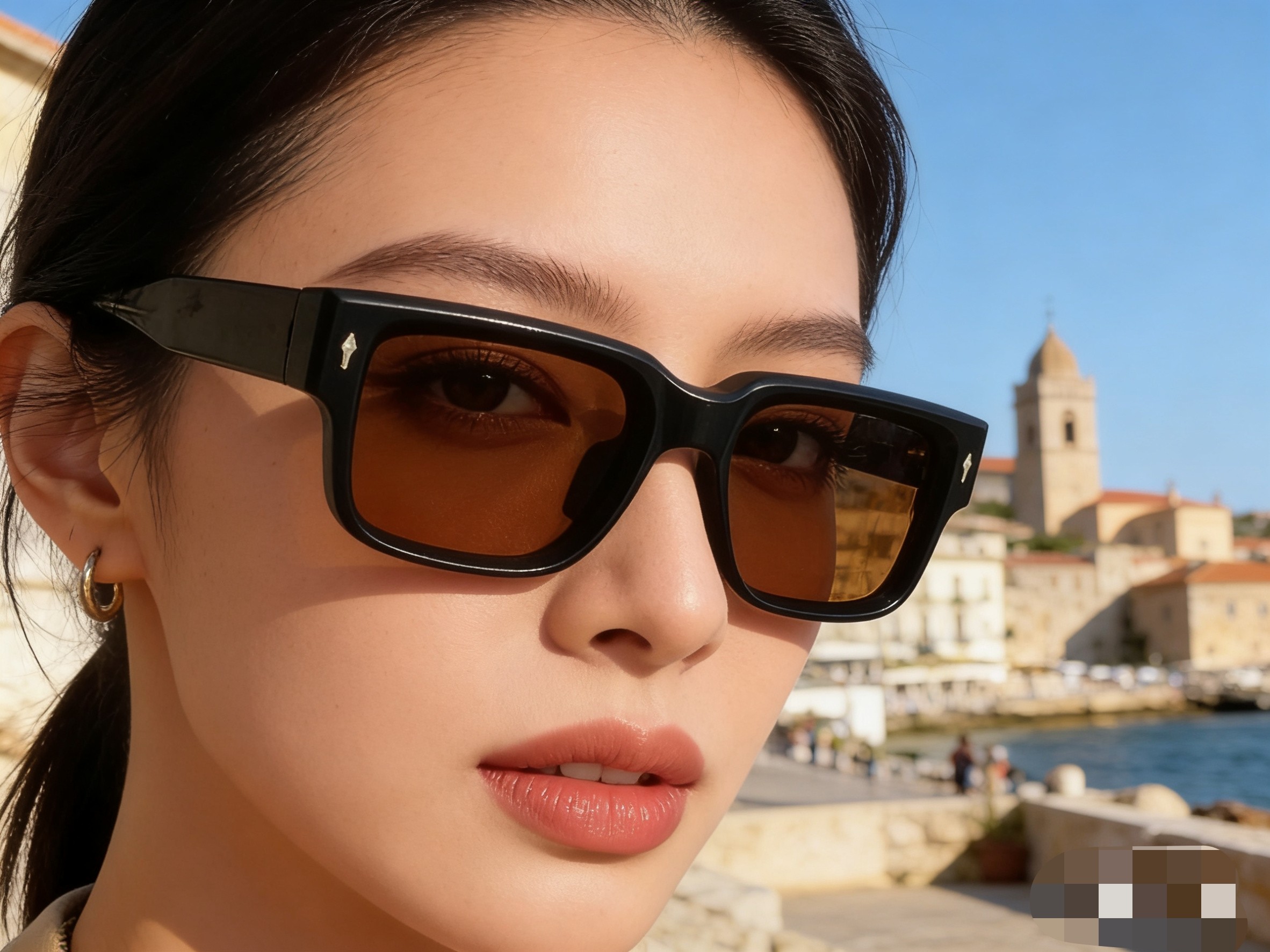 。。Gucc*爆款太阳镜米钉 欧美街拍ins网红模特方形墨镜女