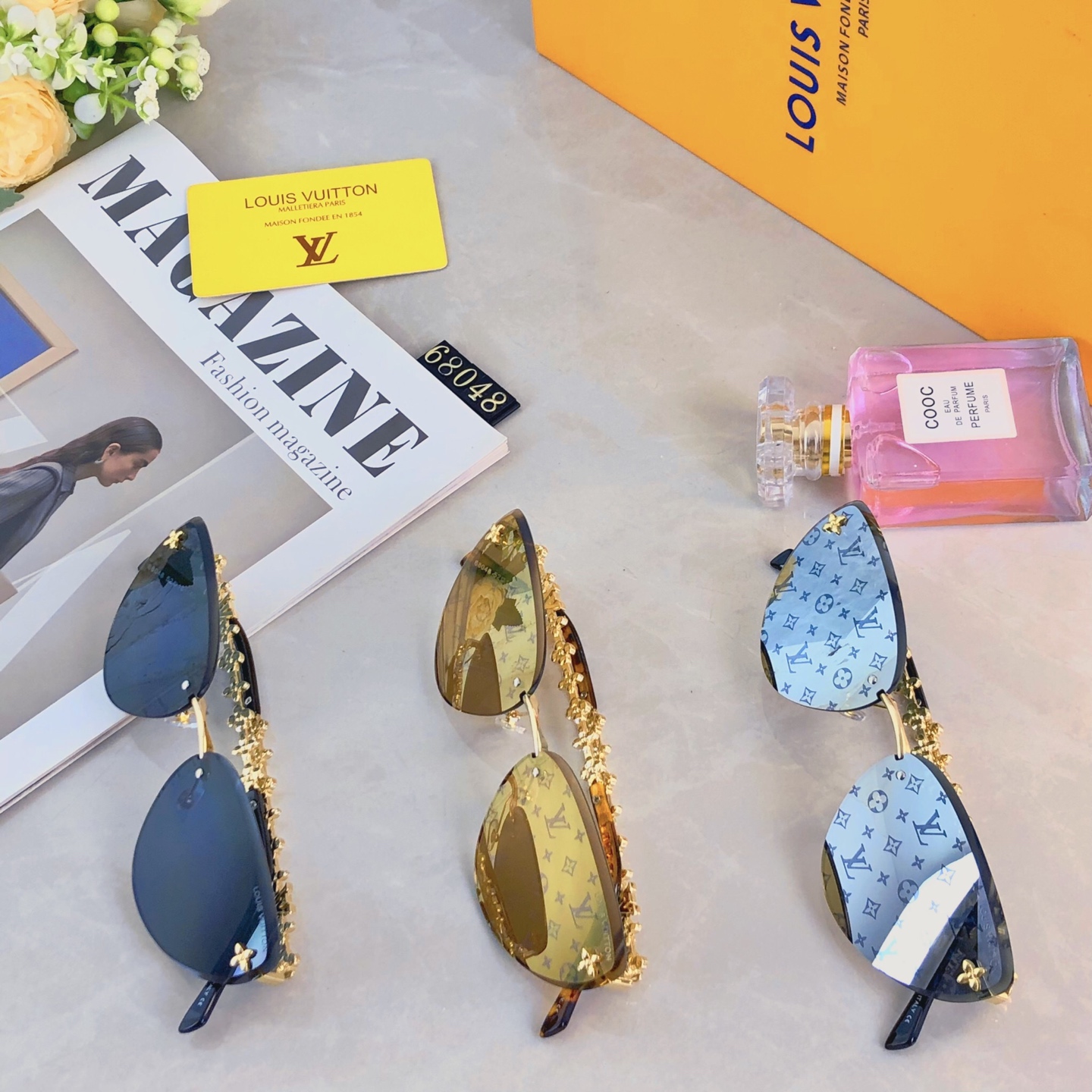 。。Louis vuitto*新款无框猫眼墨镜女欧美风网红款复古辣妹y2k海边街拍太阳镜