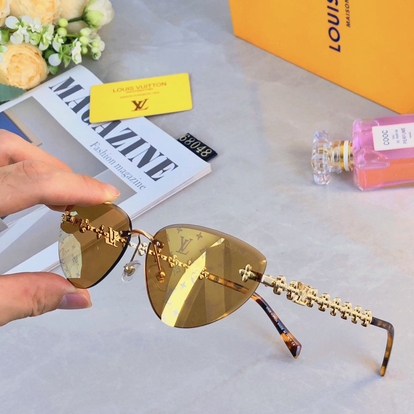 。。Louis vuitto*新款无框猫眼墨镜女欧美风网红款复古辣妹y2k海边街拍太阳镜