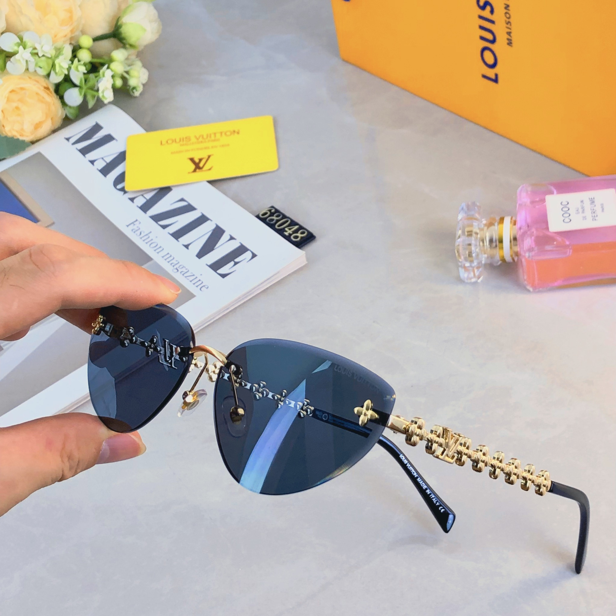 。。Louis vuitto*新款无框猫眼墨镜女欧美风网红款复古辣妹y2k海边街拍太阳镜