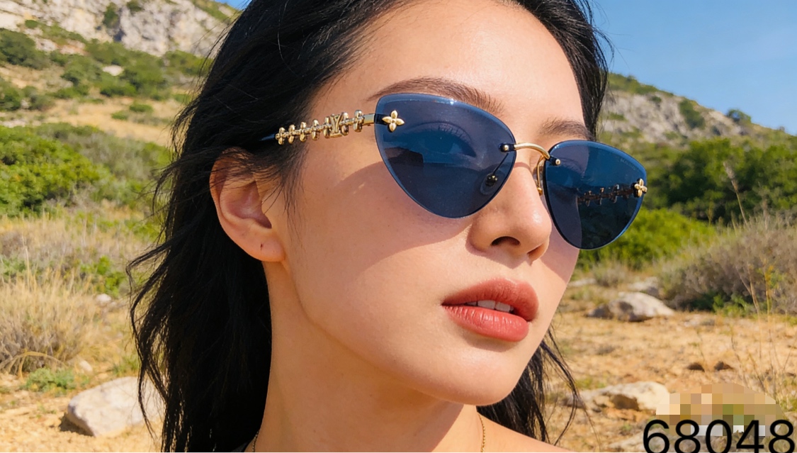 。。Louis vuitto*新款无框猫眼墨镜女欧美风网红款复古辣妹y2k海边街拍太阳镜