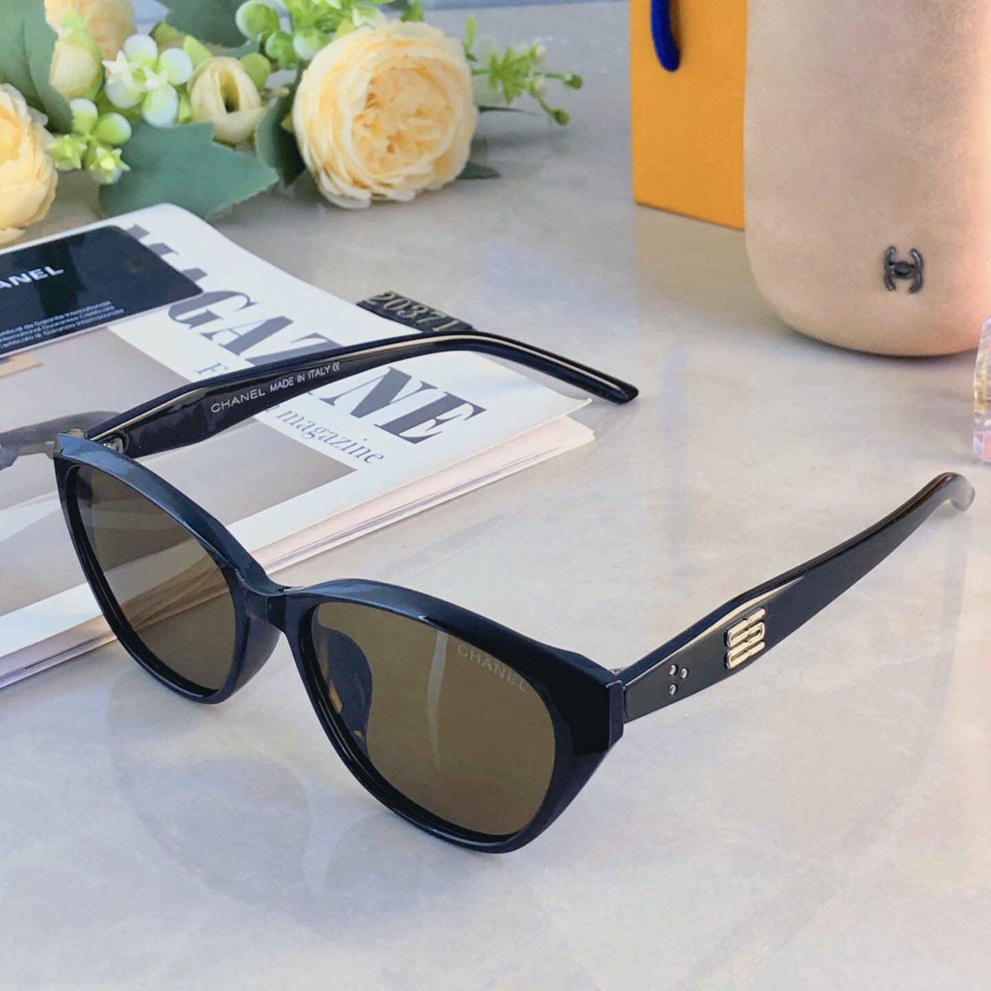 。。Chane*2026新款偏光太阳镜女士高级感时尚复古猫眼网红墨镜防紫外线眼镜