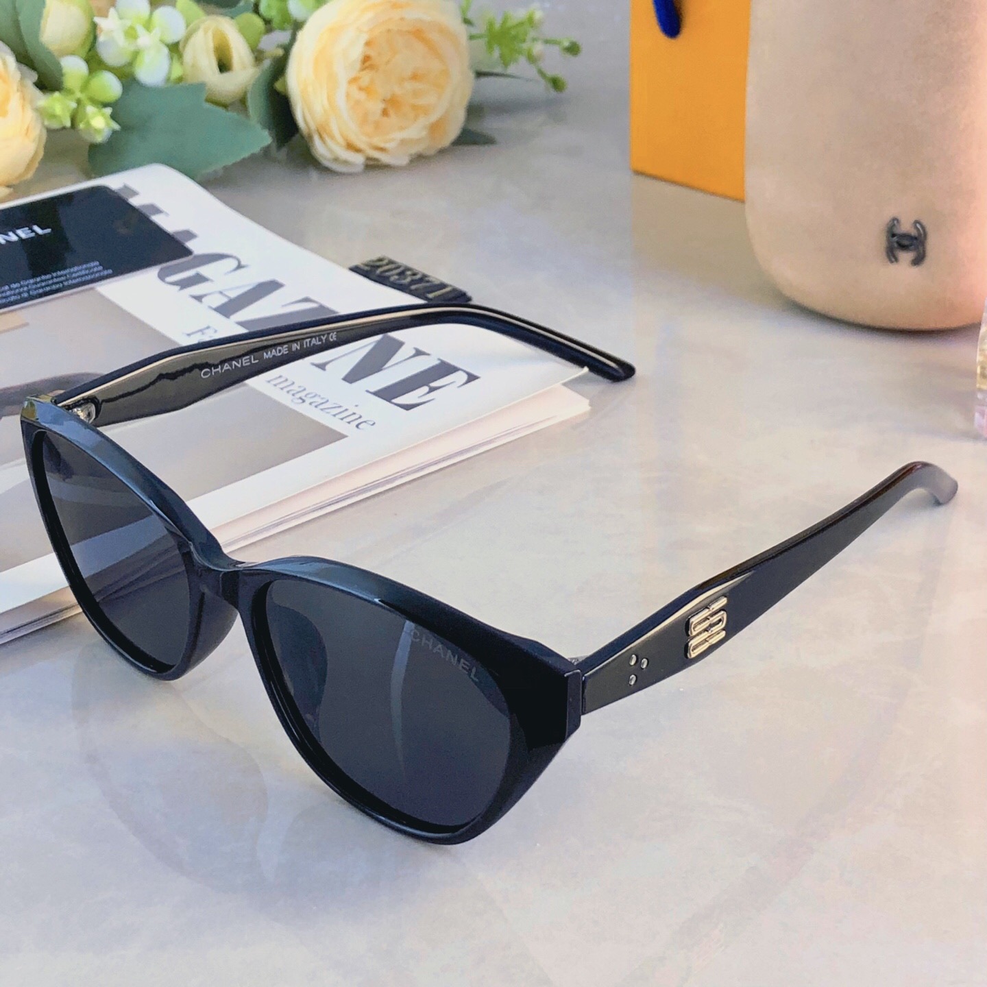 。。Chane*2026新款偏光太阳镜女士高级感时尚复古猫眼网红墨镜防紫外线眼镜